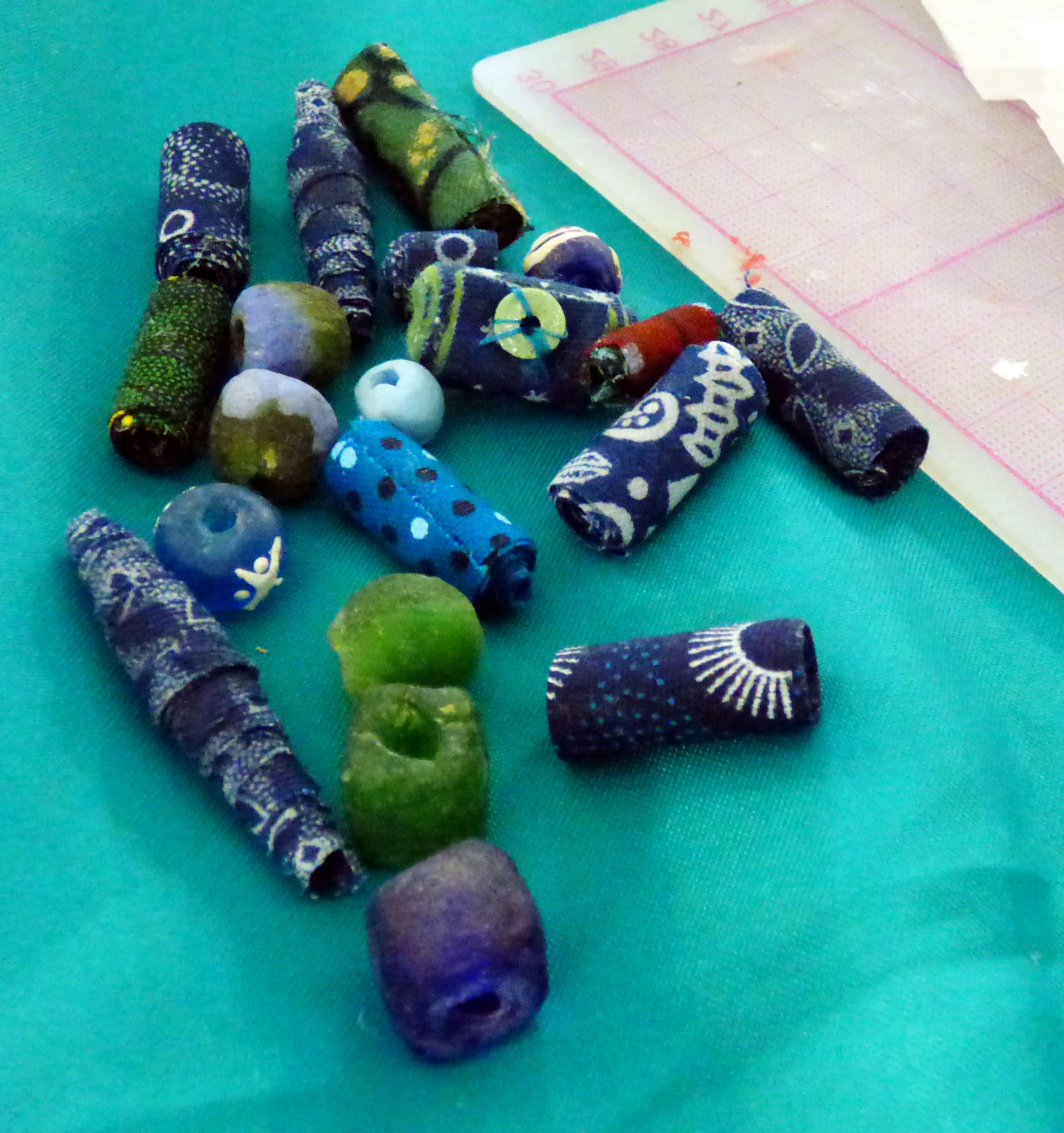 student's work at Fabric Beadmaking workshop with Magie Relph 2019