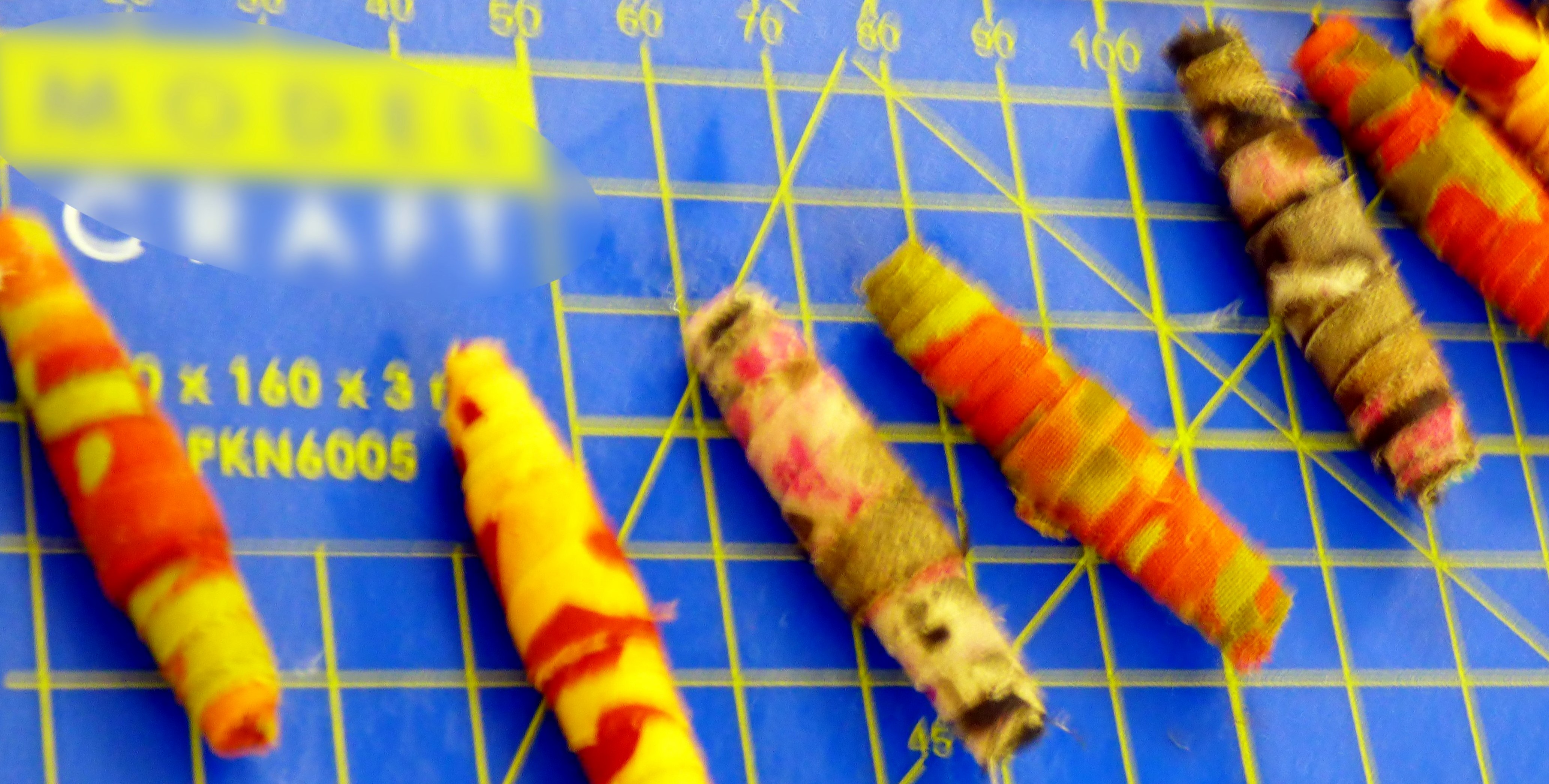 student's work at Fabric Beadmaking workshop with Magie Relph 2019