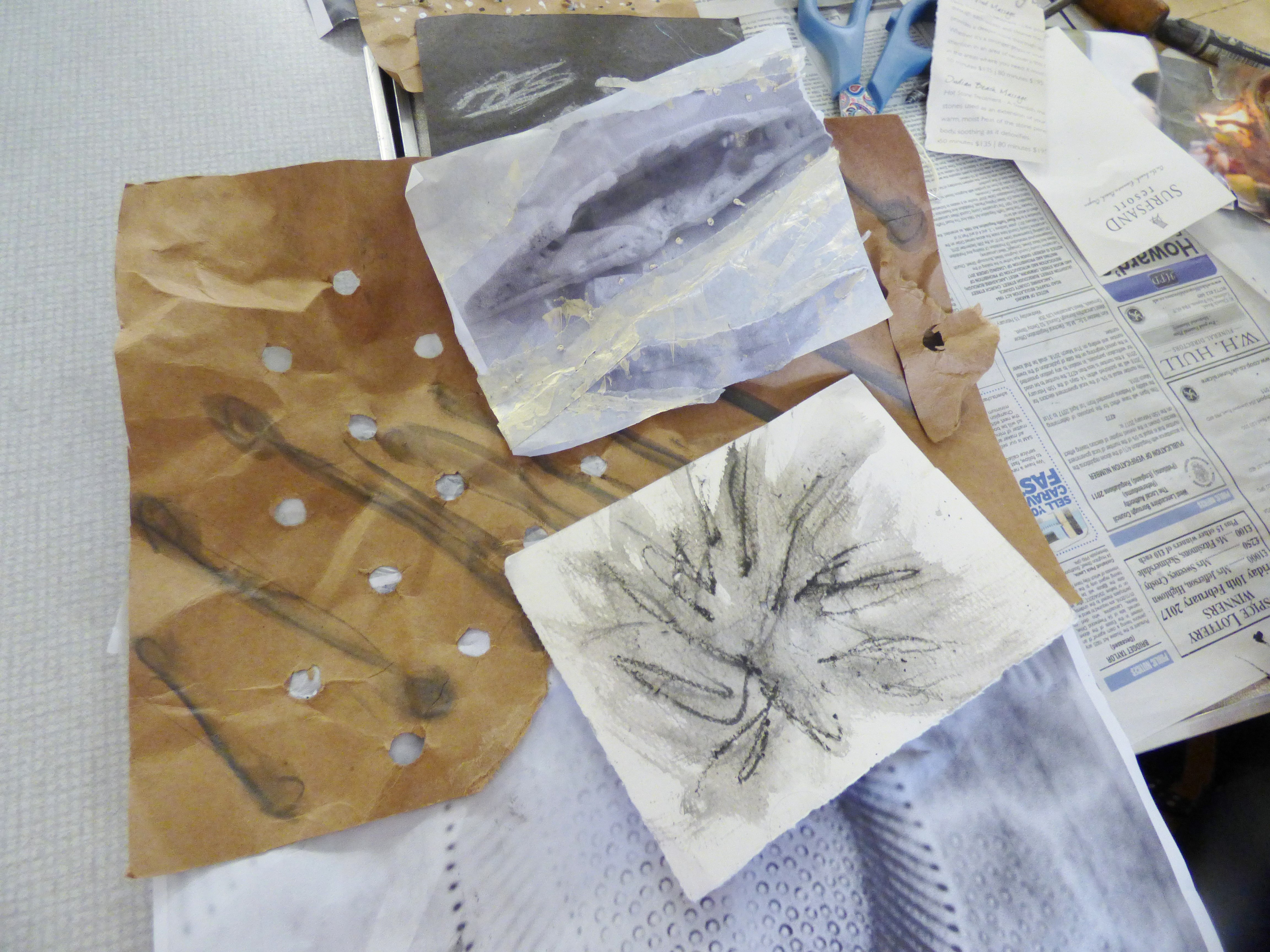 students work at "Fabulous Fragments" workshop with Shelley Rhodes 2017