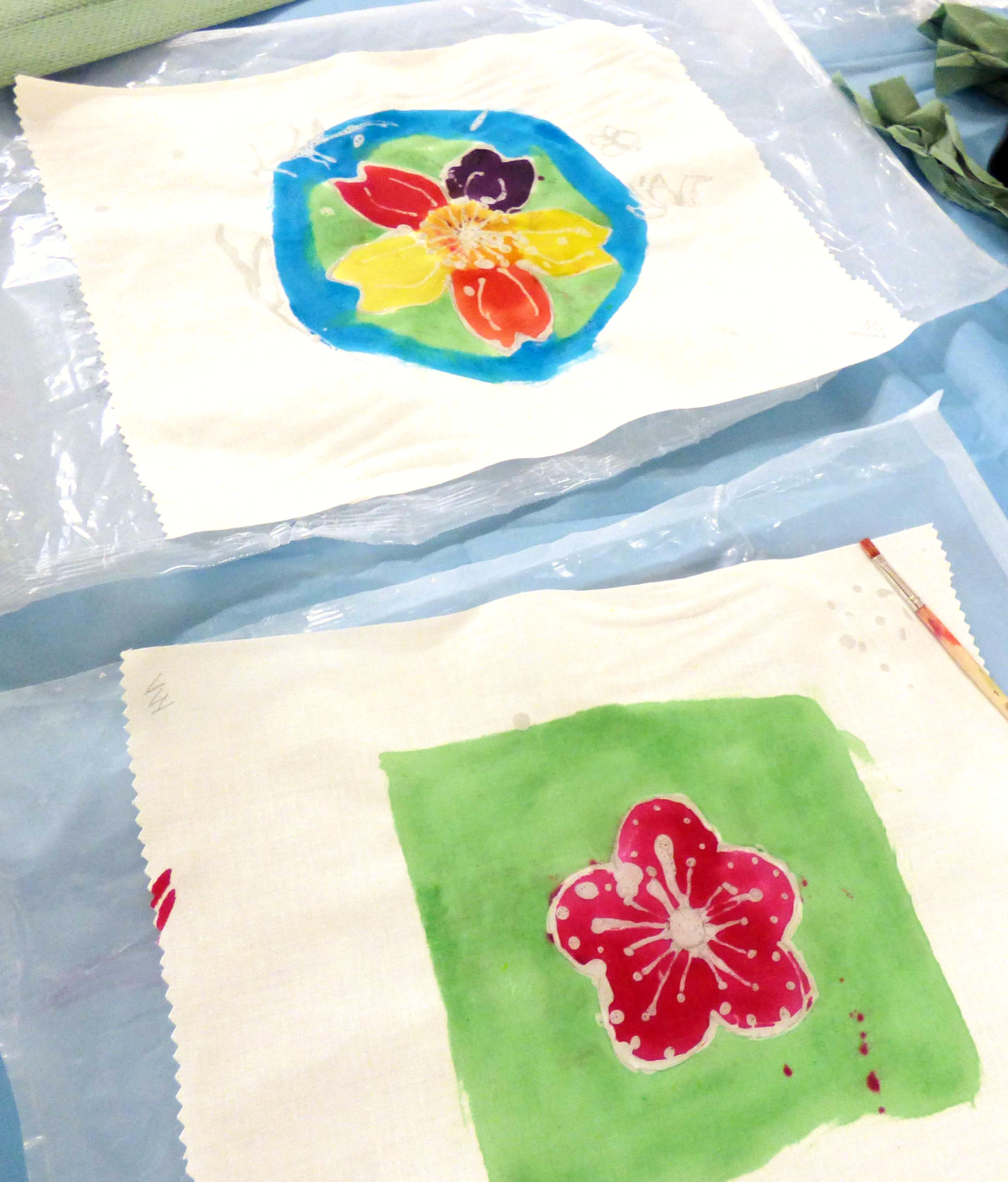 student's work in progress at "A Taste of Indonesian Batik" workshop with Victoria Riley, Feb 2020