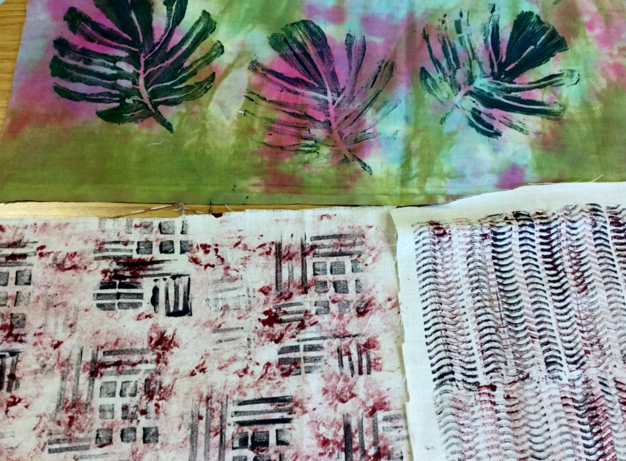 student's work at "From Plain to Printed" print Workshop with Anne Cornes, April 2019