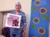 Ann Cornes with some of her prints, "From Plain to Printed" print Workshop with Anne Cornes, April 2019