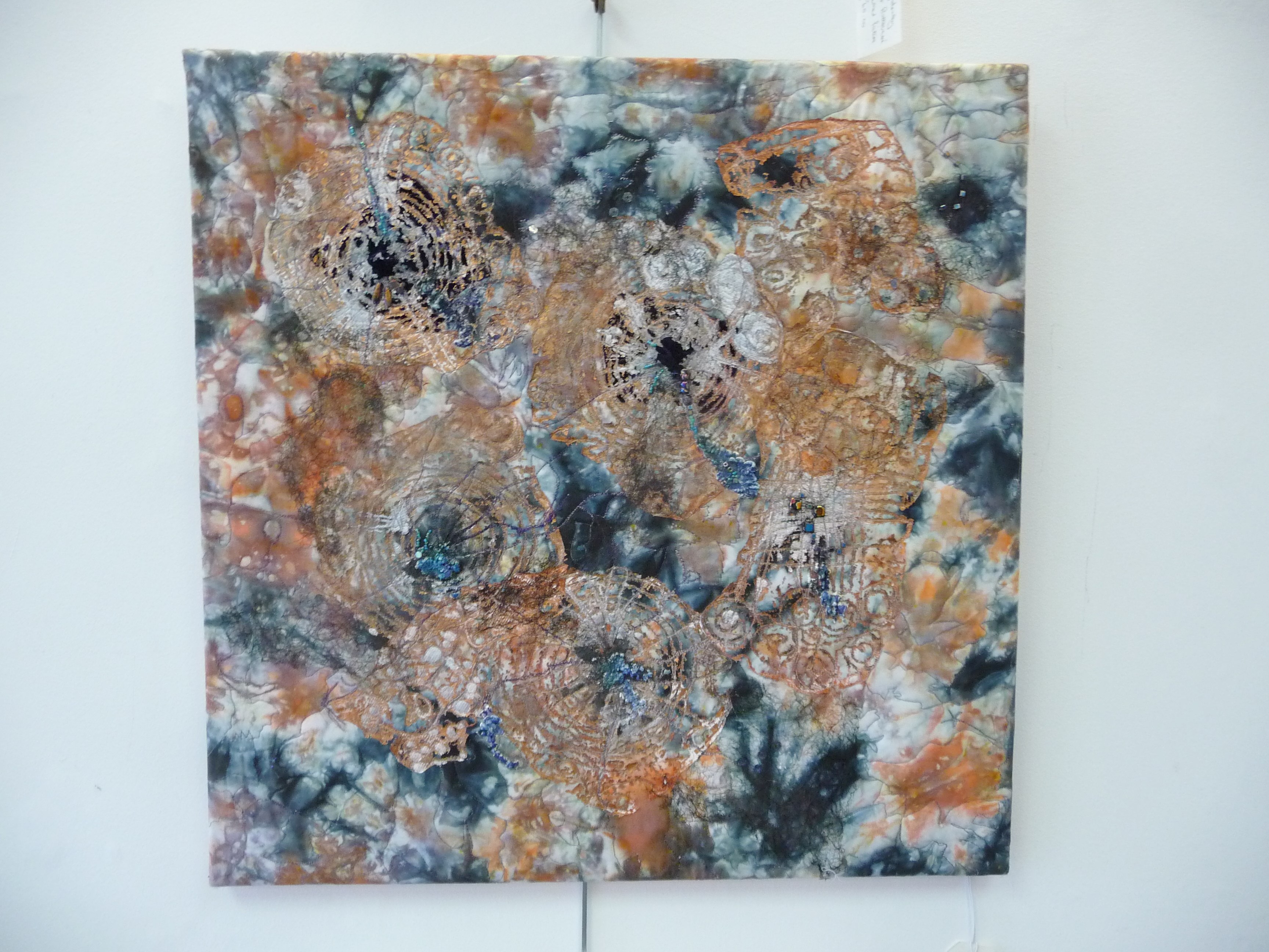 RIVERS OF FIRE by Sue Chisnell-Sumner, tray dyed cotton and mixed media