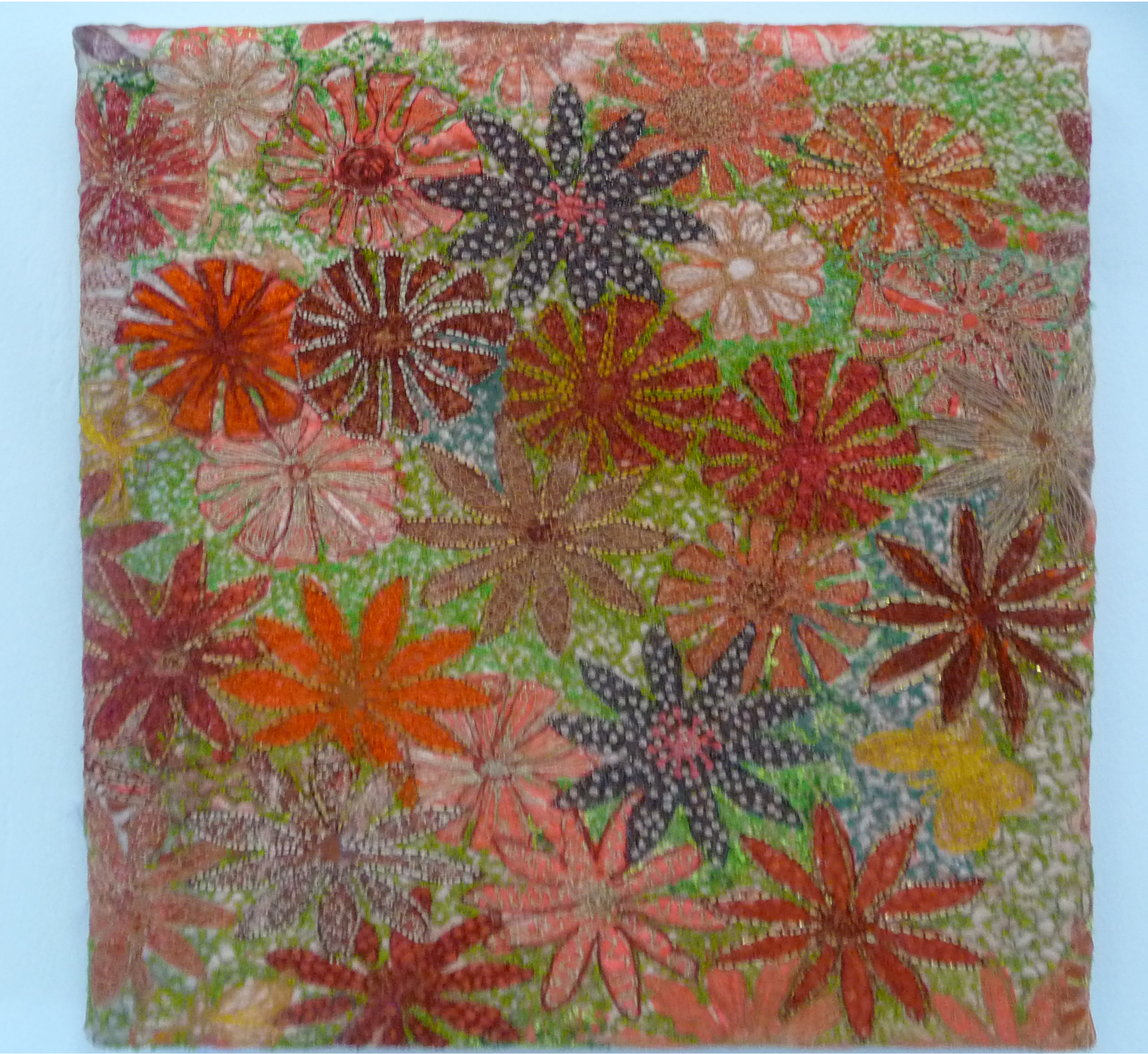 FLORAL FEAST by Tracey Ramsey, hand printed and stitched hanging