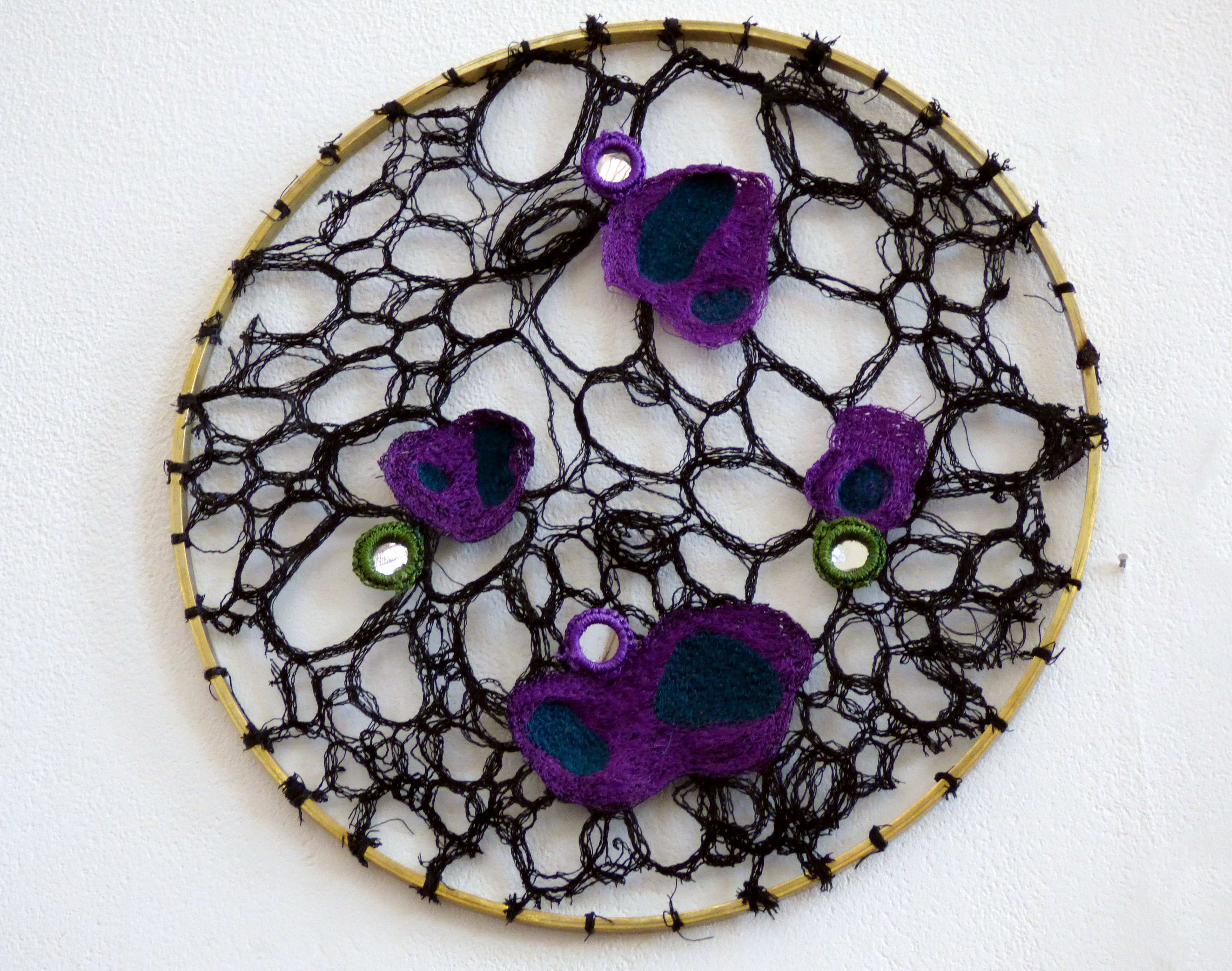 machine embroidered designs based on bacterium by Alexandra Roberts at Hope Univ Degree Show 2017