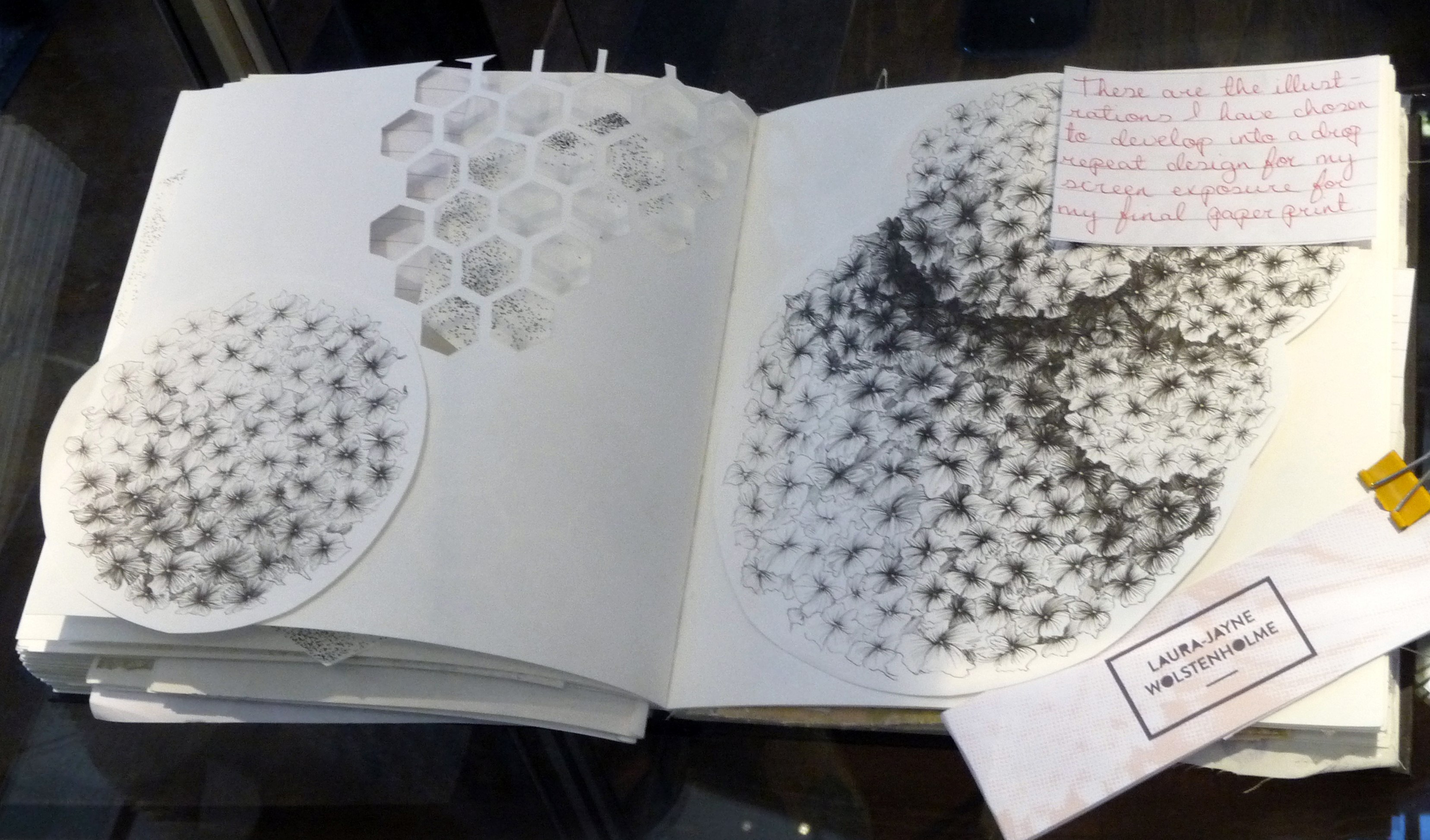 sketch book by Laura-Jayne Wolstenholme at Liverpool Hope Uni Degree Show 2015