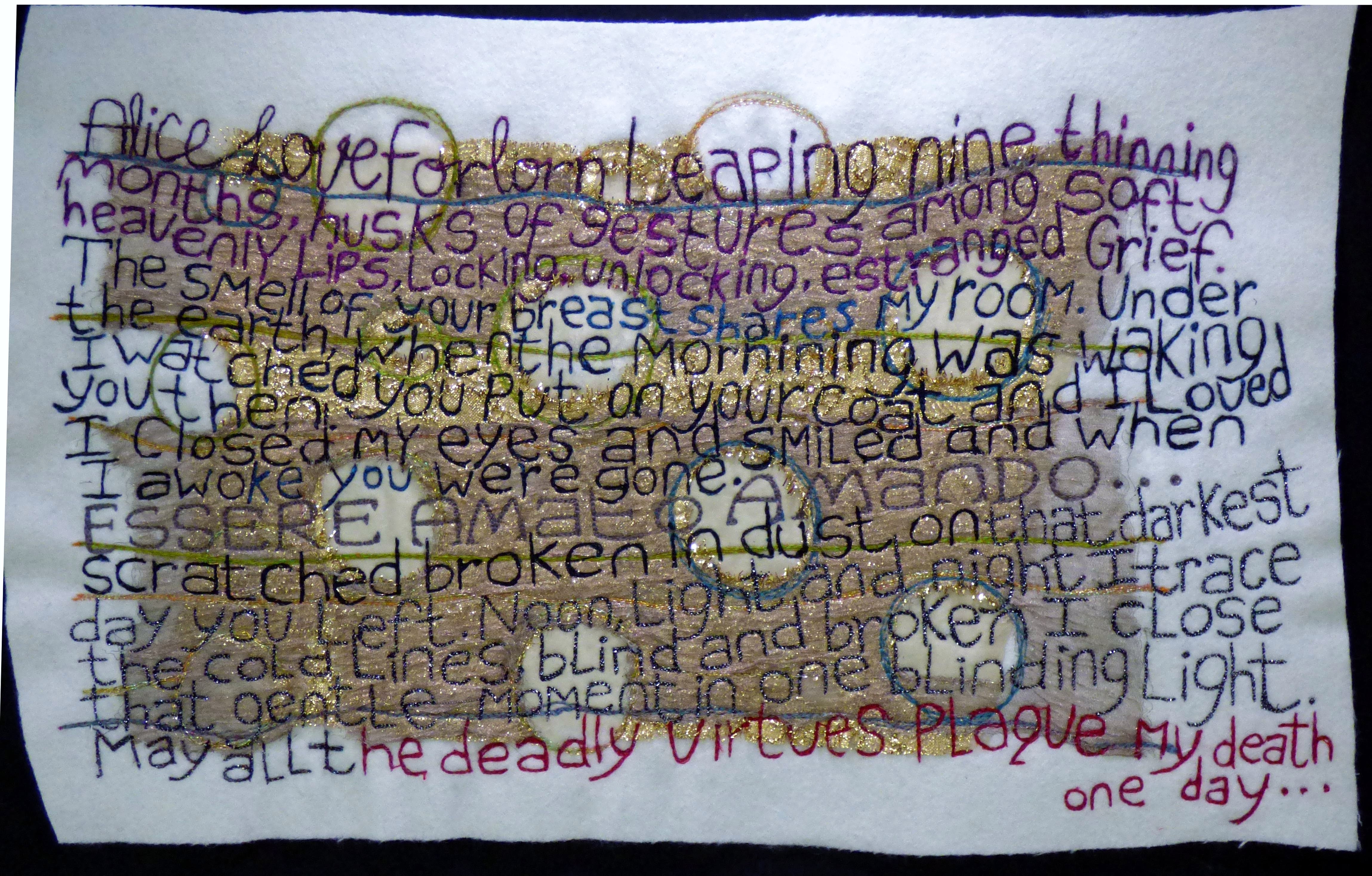 A POEM FOR ALICE by Theresa Fox-Byrne, N.Wales EG, machine embroidery