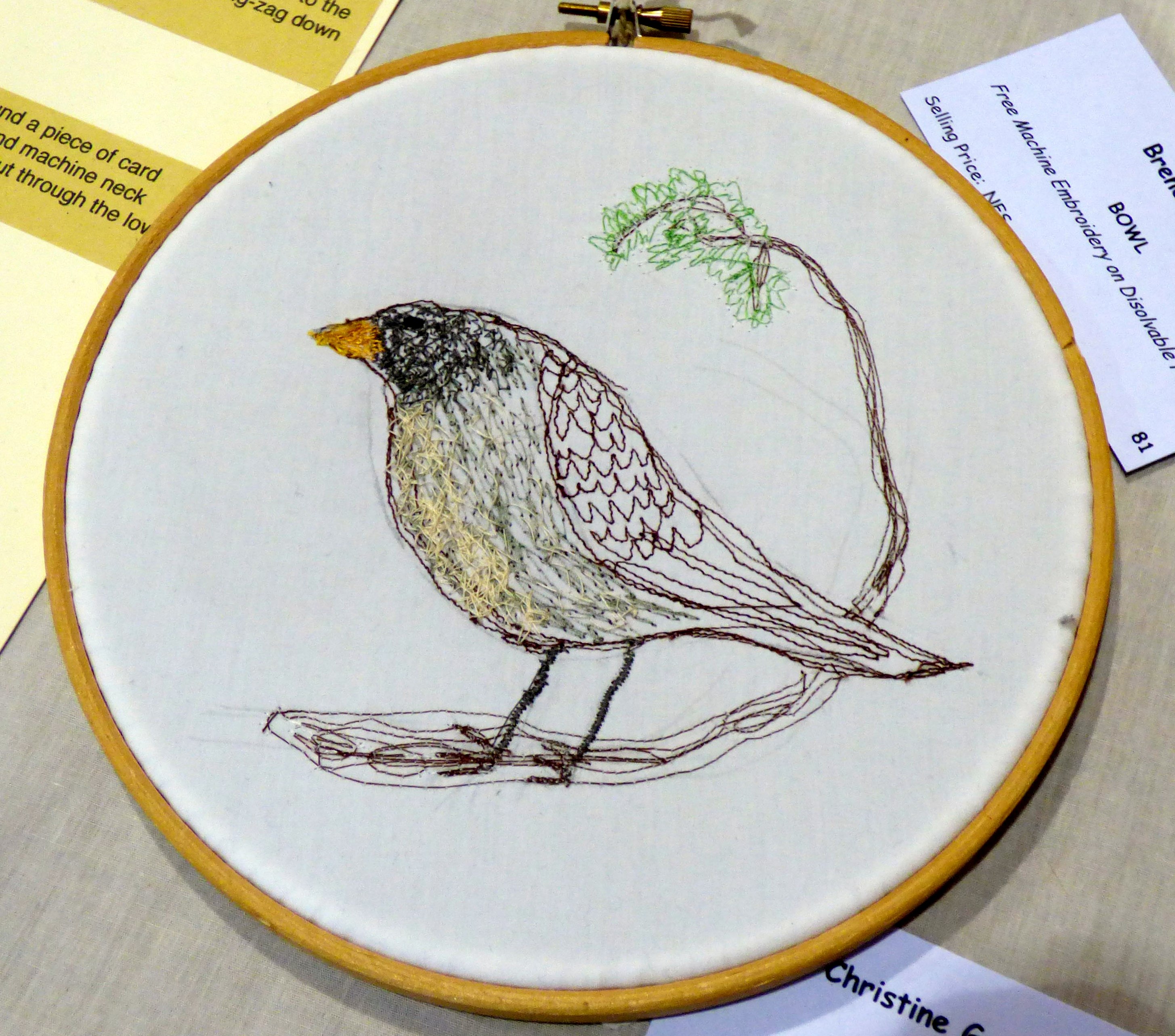 BIRD by Christine Gambles, free machine embroidery