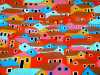 slide showing Kaffe Fassett fabric at Kaffe Fassett Lecture, Capstone Theatre, Dec 2016