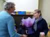 Marie Stacey is retiring as Programme Secretary after a very strenuous year. She is presented with a bouquet by our Chair, Kim Parkman at beautiful result at the end of the design workshop- Kaffe Fassett workshop, All Hallows, Dec 2016