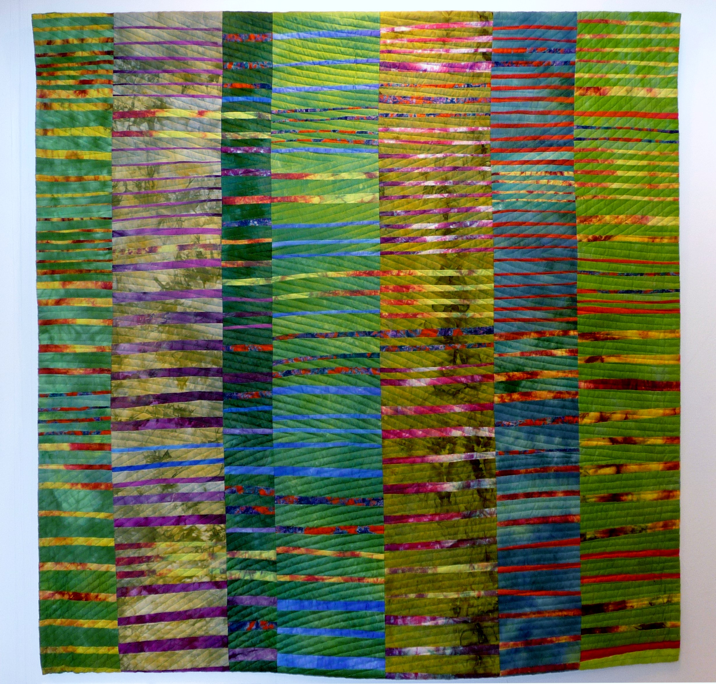 MEADOW CONSTRUCTION  by Christine Restall, strip pieced quilt