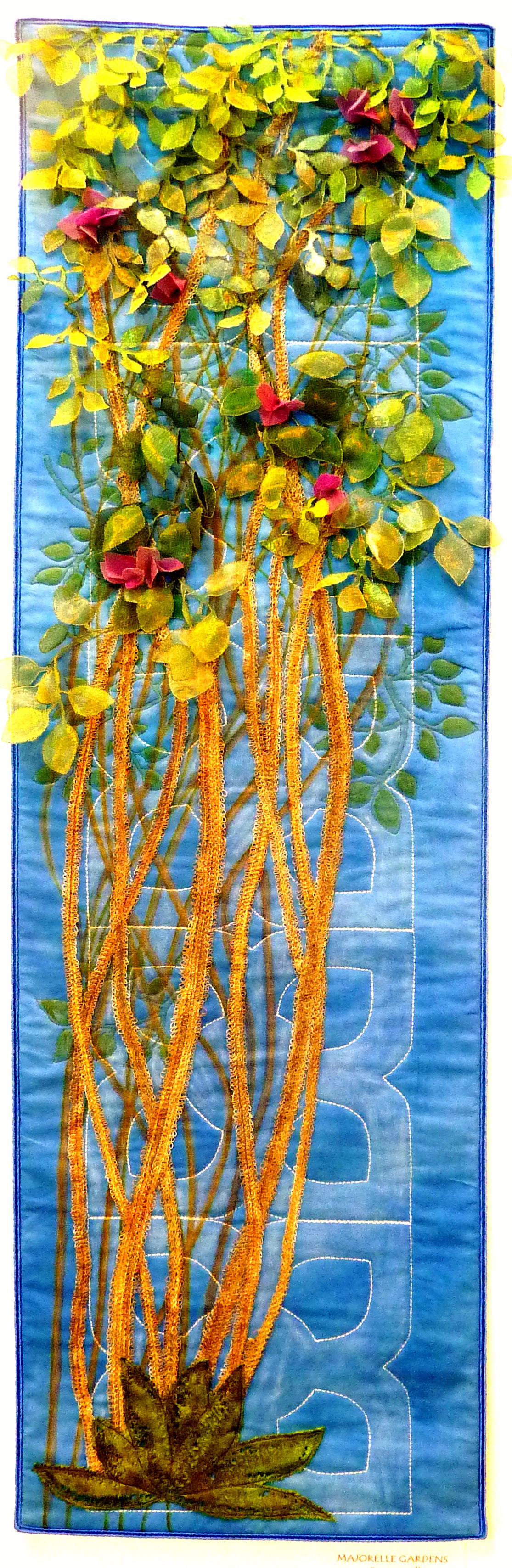 MAJORELLE GARDENS(Bougainvillea) by Pauline Barnes from Tangent Textiles
