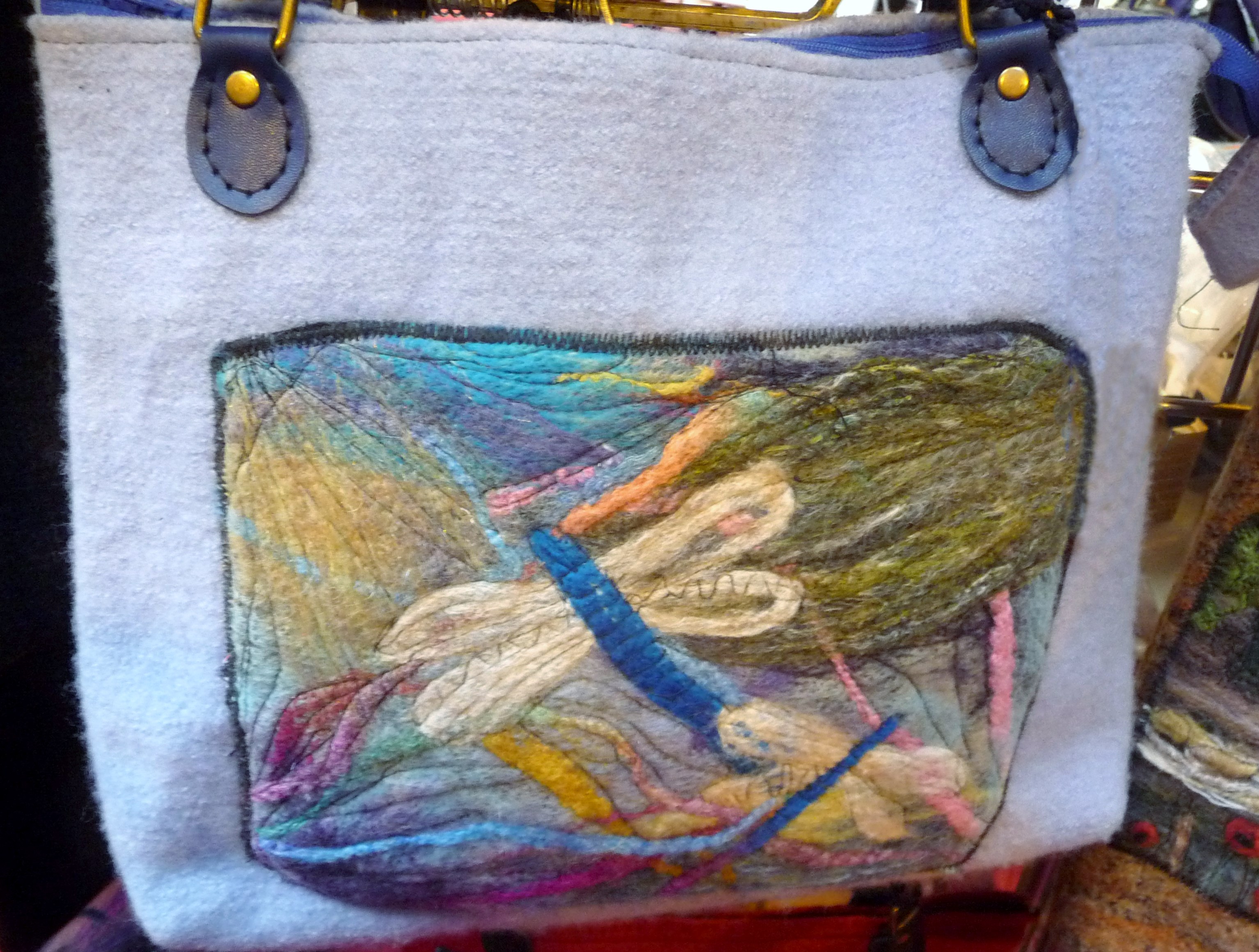 felt bag with needle felted panel