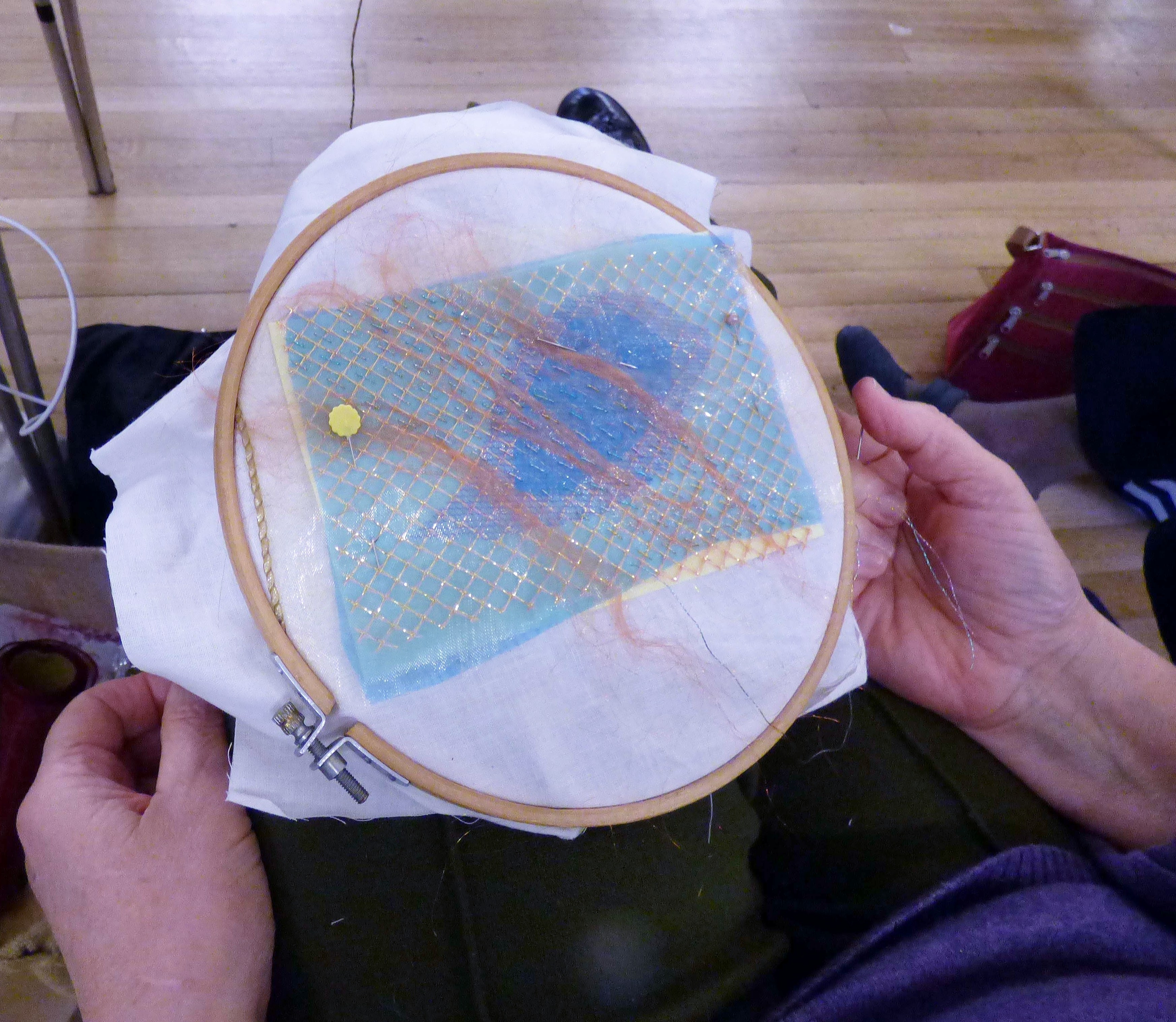 student's work at Layers, Texturing and Stitch workshop by Gill Roberts 2022