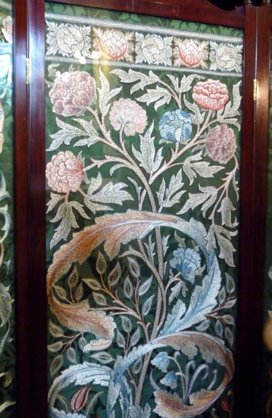 detail of embroidered screen by Leek School of Embroidery in St Edward the Confessor Church, Leek