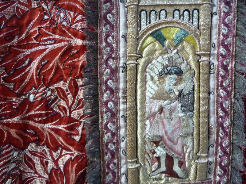 detail of Altar Frontal by Leek School of Embroidery in St. Leonard\'s Church, Ipstones, Staffs