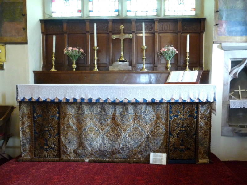 Altar Frontal, 1877,  by Leek School of Embroidery in St. Leonard's Church, Ipstones, Staffs
