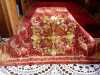 Chalice Veil  by Leek School of Embroidery in St. Leonard\'s Church, Ipstones, Staffs.  They are decorated with patterns based on traditional Indian designs 