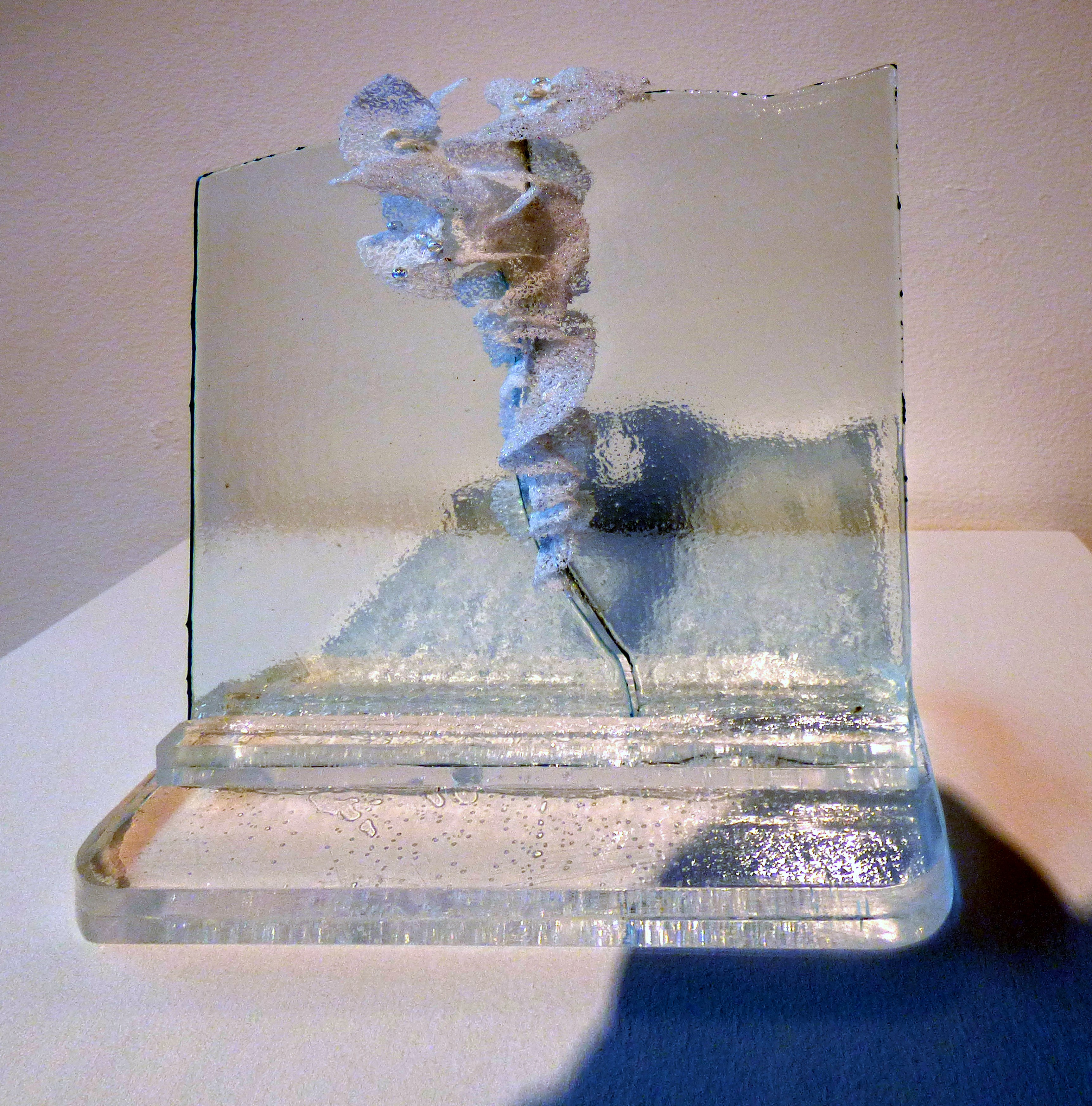 EMERGENCE by Norma Hopkins, perspex and embroidery, Textile21 at World of Glass, St Helens 2016