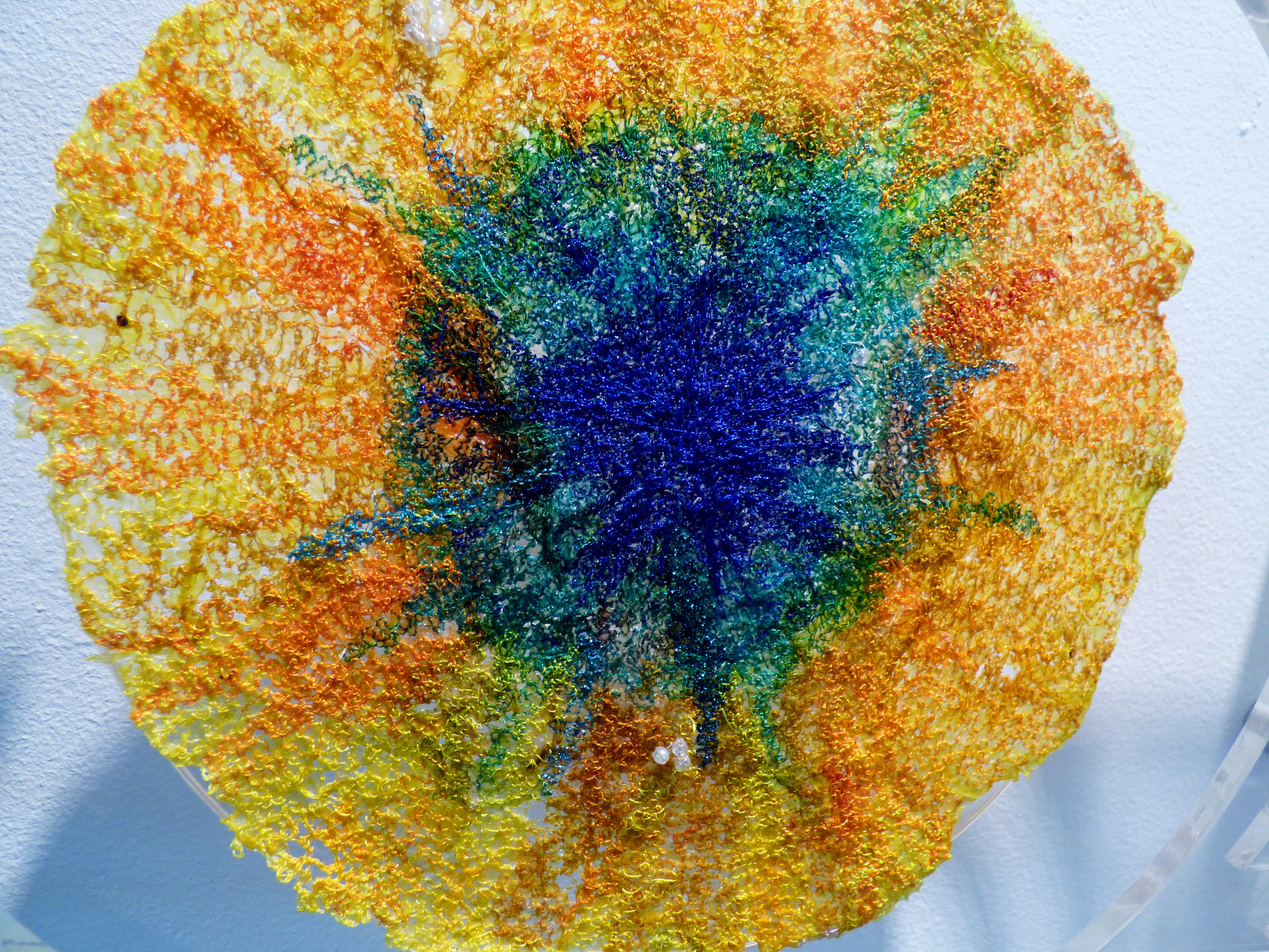 (detail) UNEARTHED by Norma Hopkins, printing & digitised embroidery, Textile21 at World of Glass, St Helens 2016