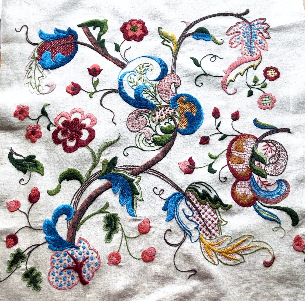 CHETWYND by Sarah Lowes, crewelwork, MEG display at NW Regional Day 2021