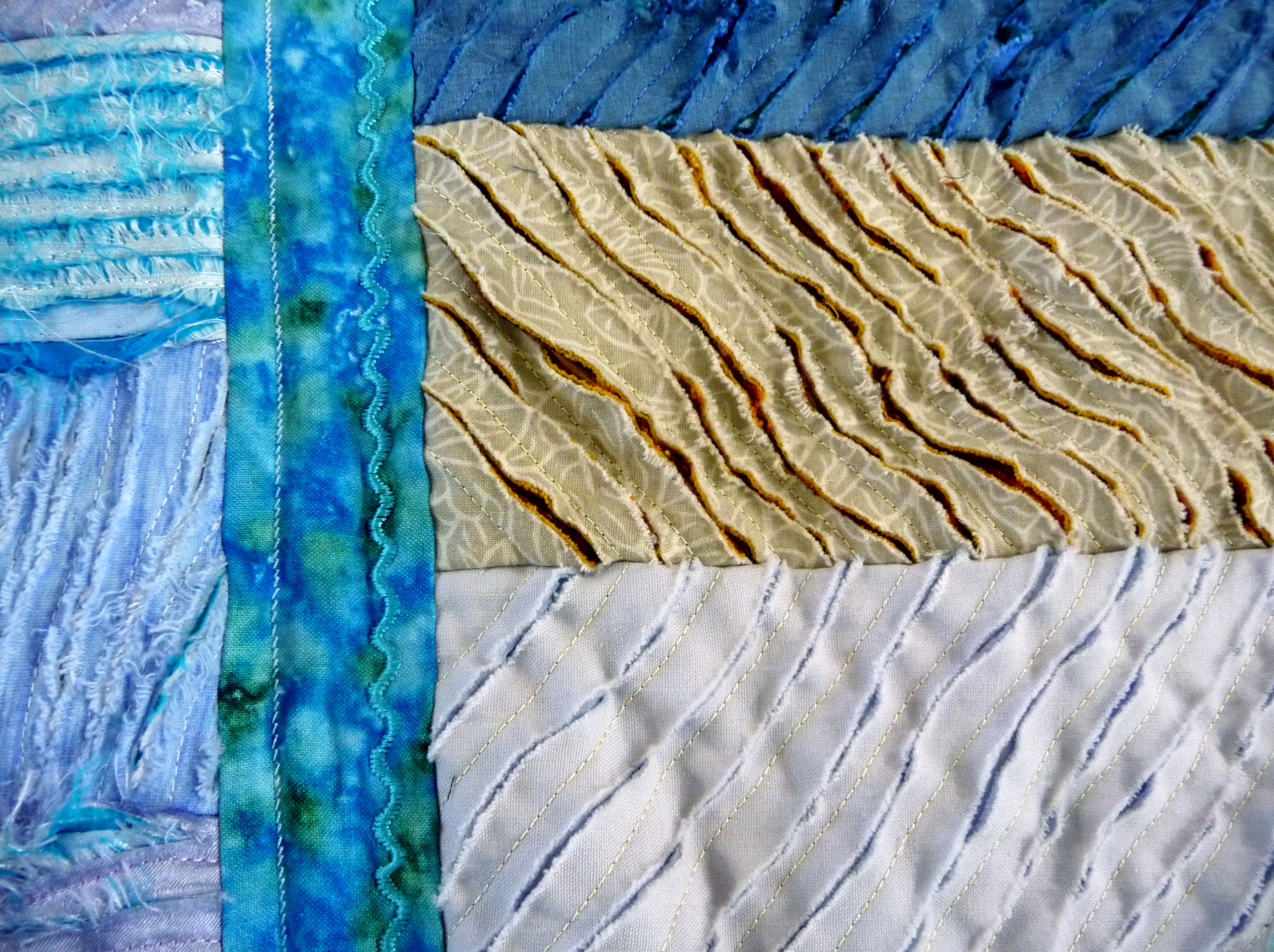 detail of QUILT by Norma Heron which features 'chenille' fabric