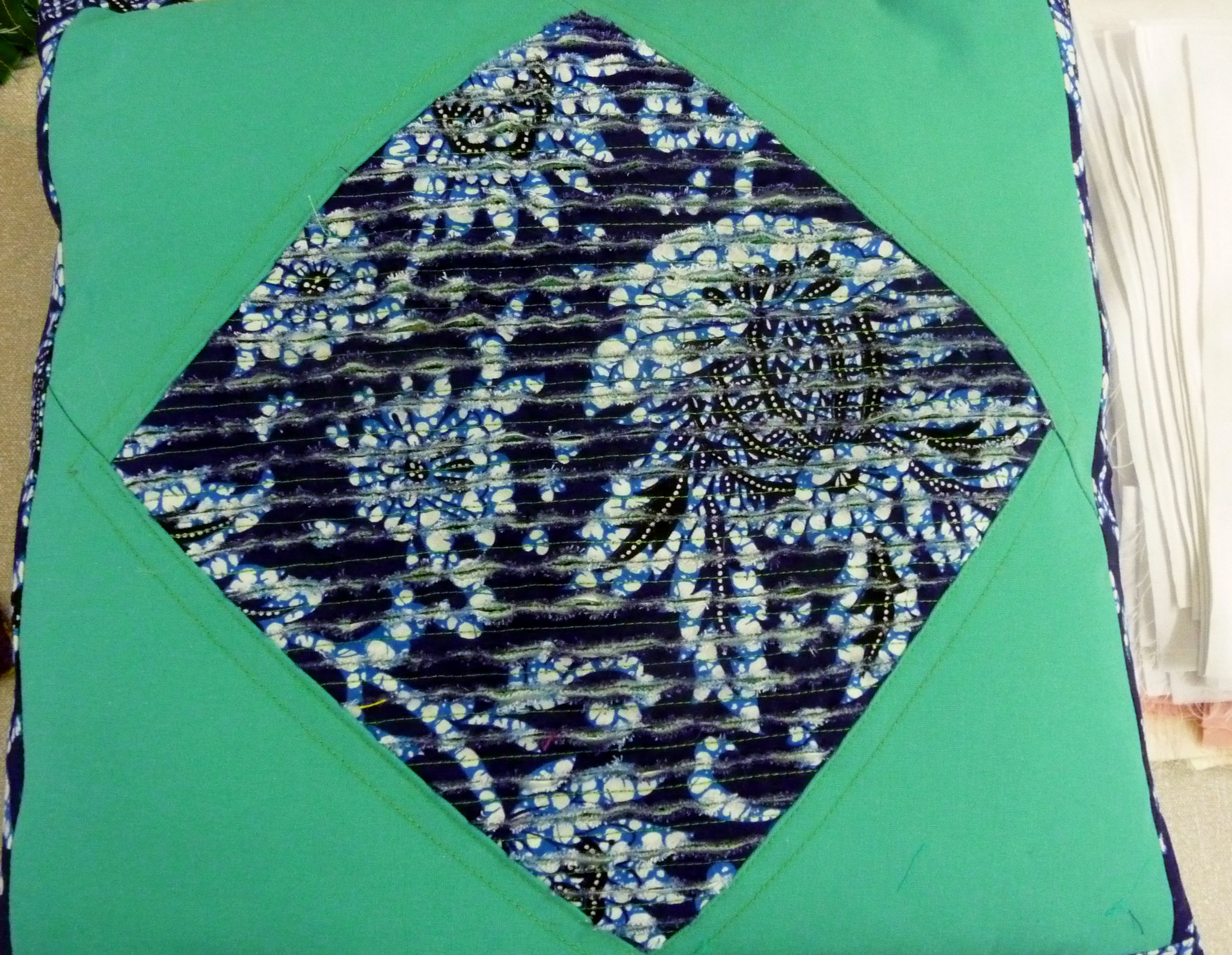 cushion by Norma Heron with 'chenille' fabric panel