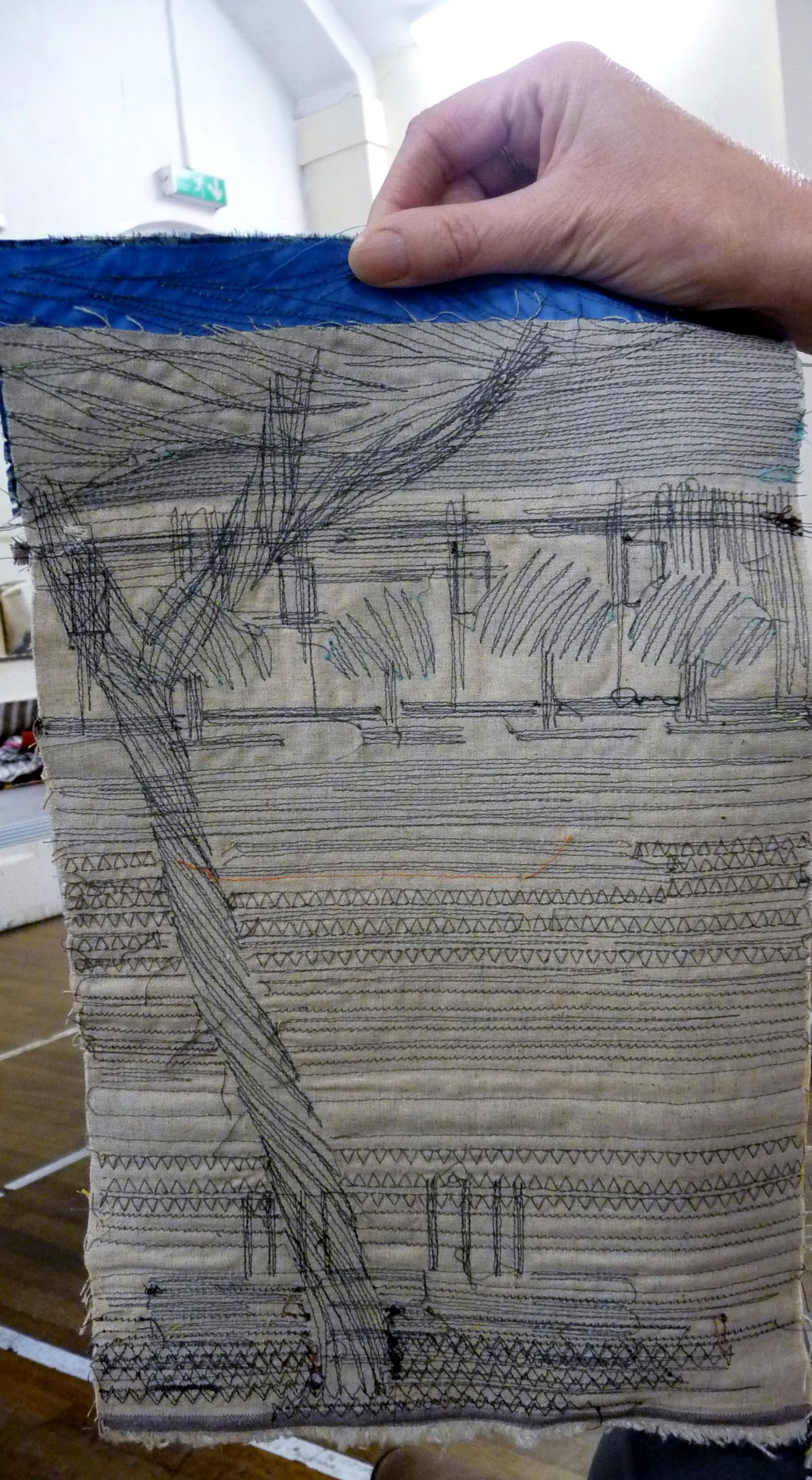 reverse side of machine embroidered sample by Norma Heron