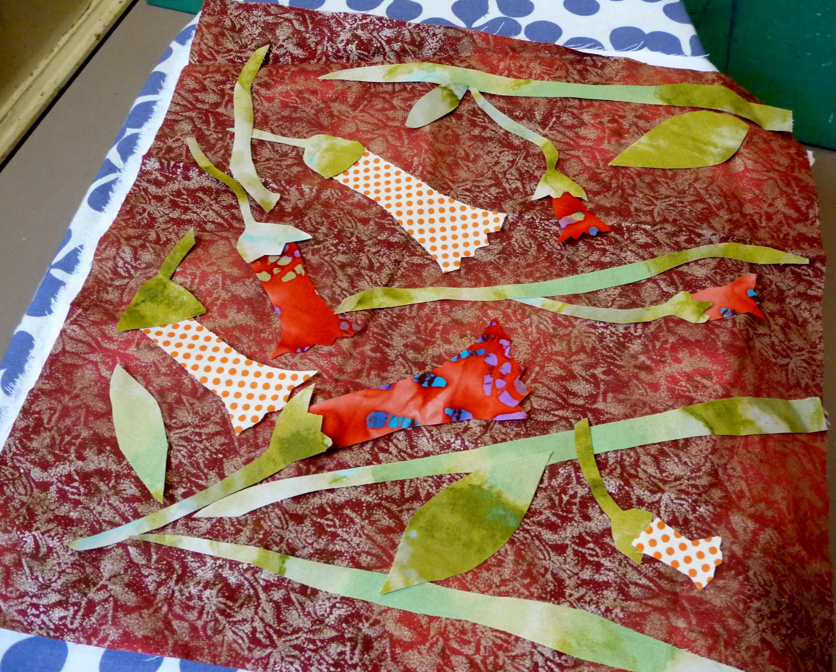 students work at Machine Embroidery workshop with Norma Heron