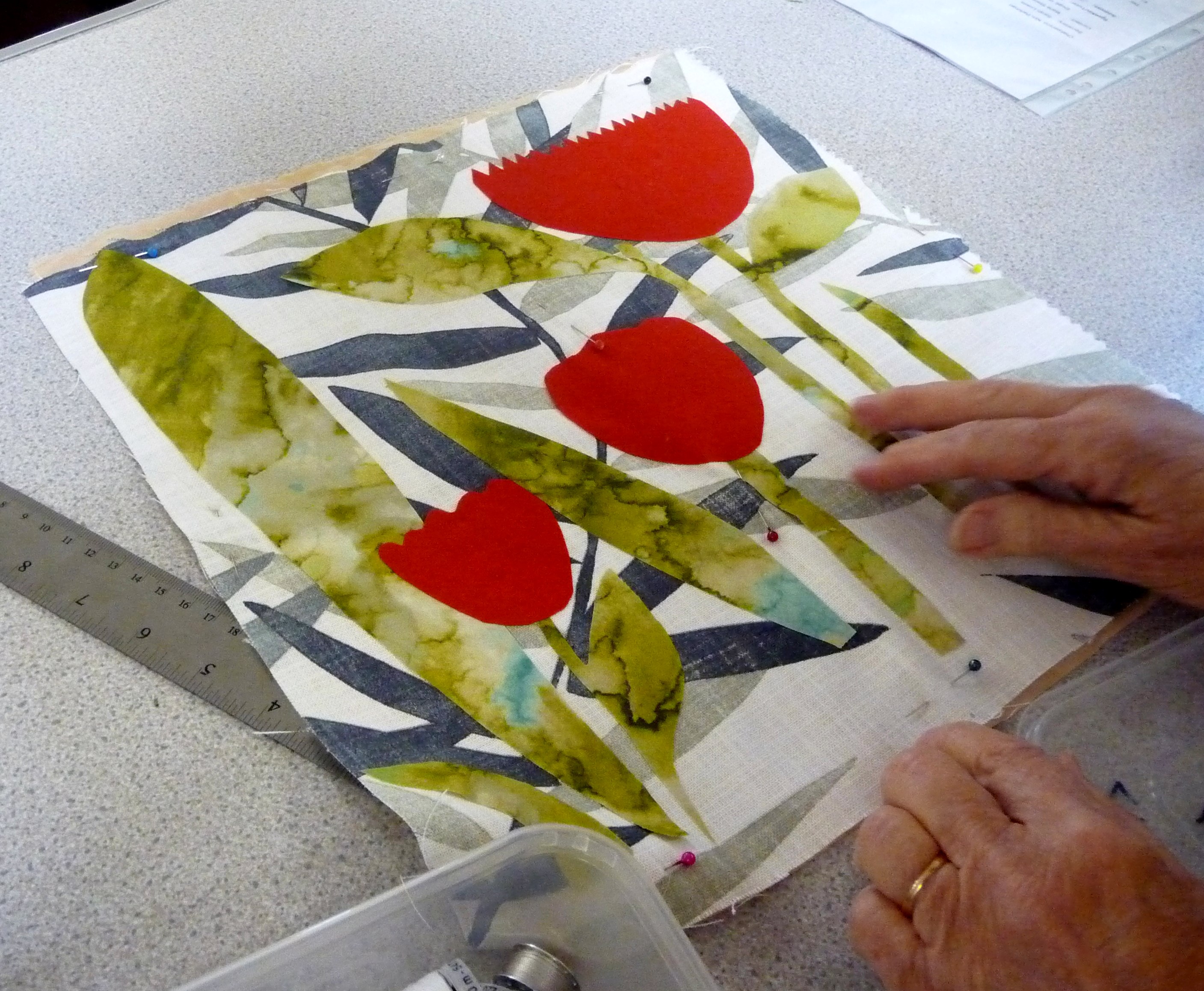students work at Machine Embroidery workshop with Norma Heron