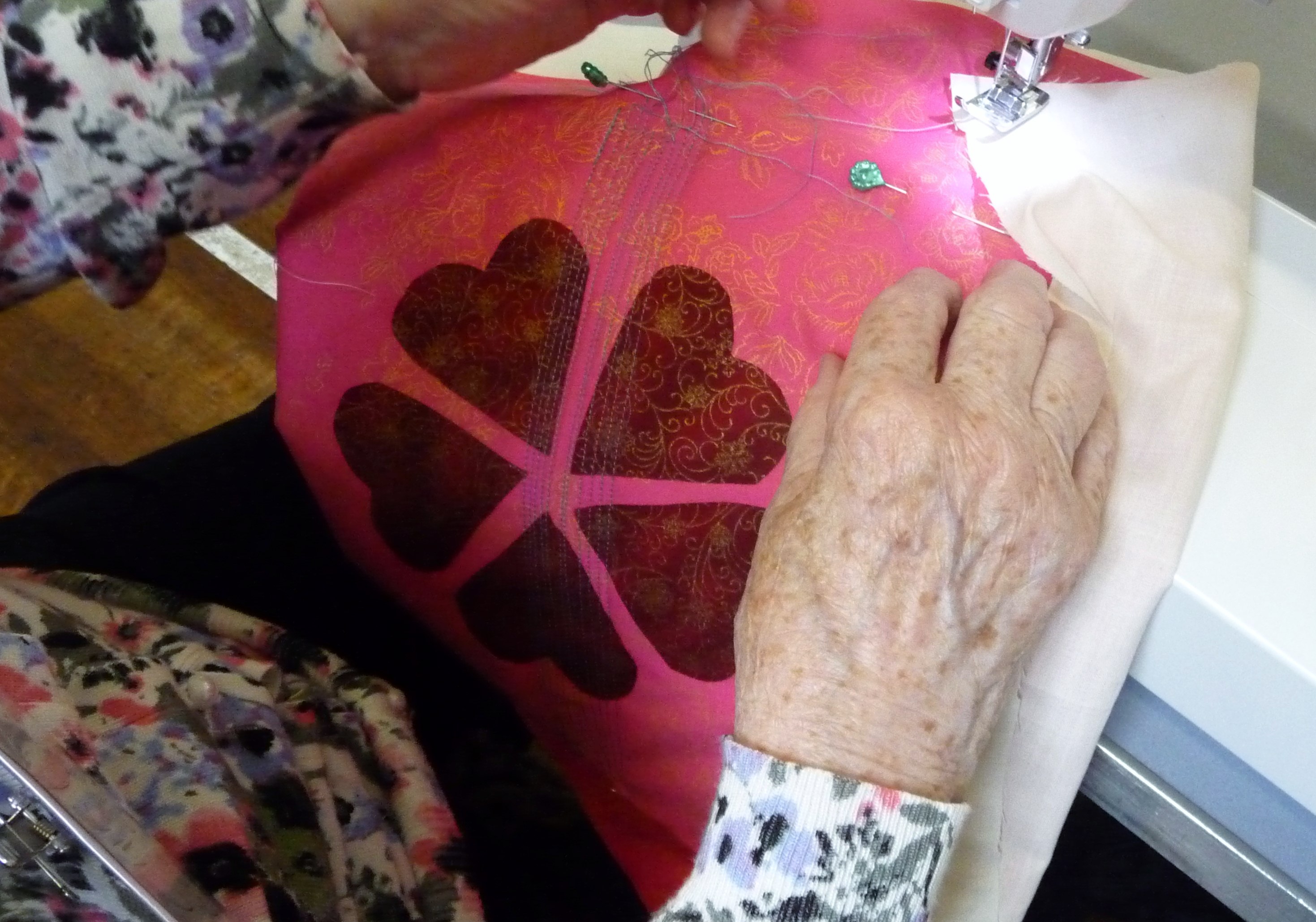 students work at Machine Embroidery workshop with Norma Heron