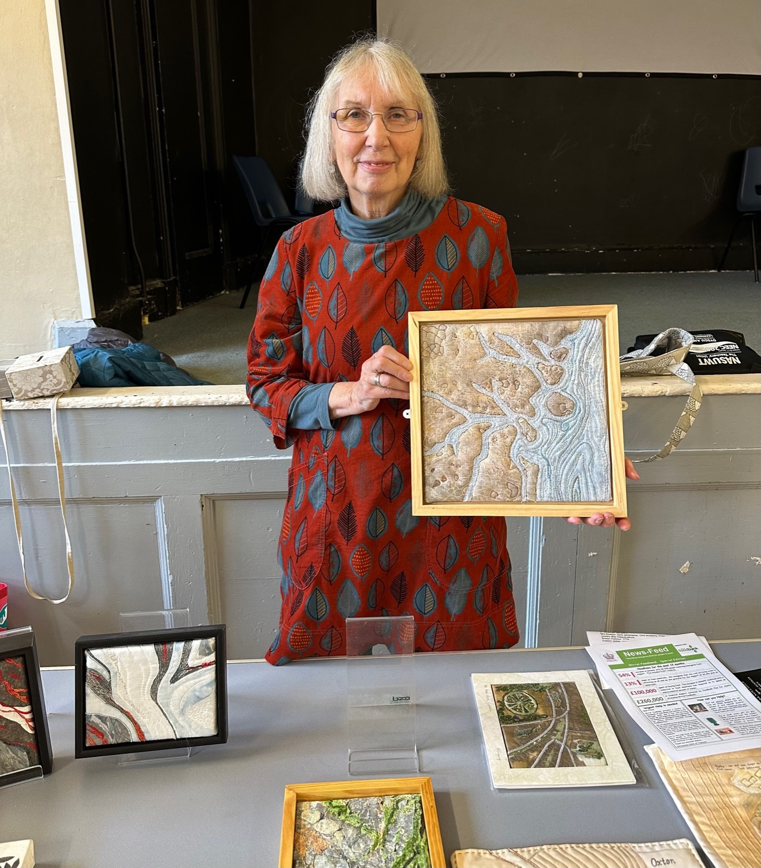 Mary Bryning at "Maps in Stitch" Talk by Mary Bryning at Merseyside Expressive Stitchers' Group, October 2023