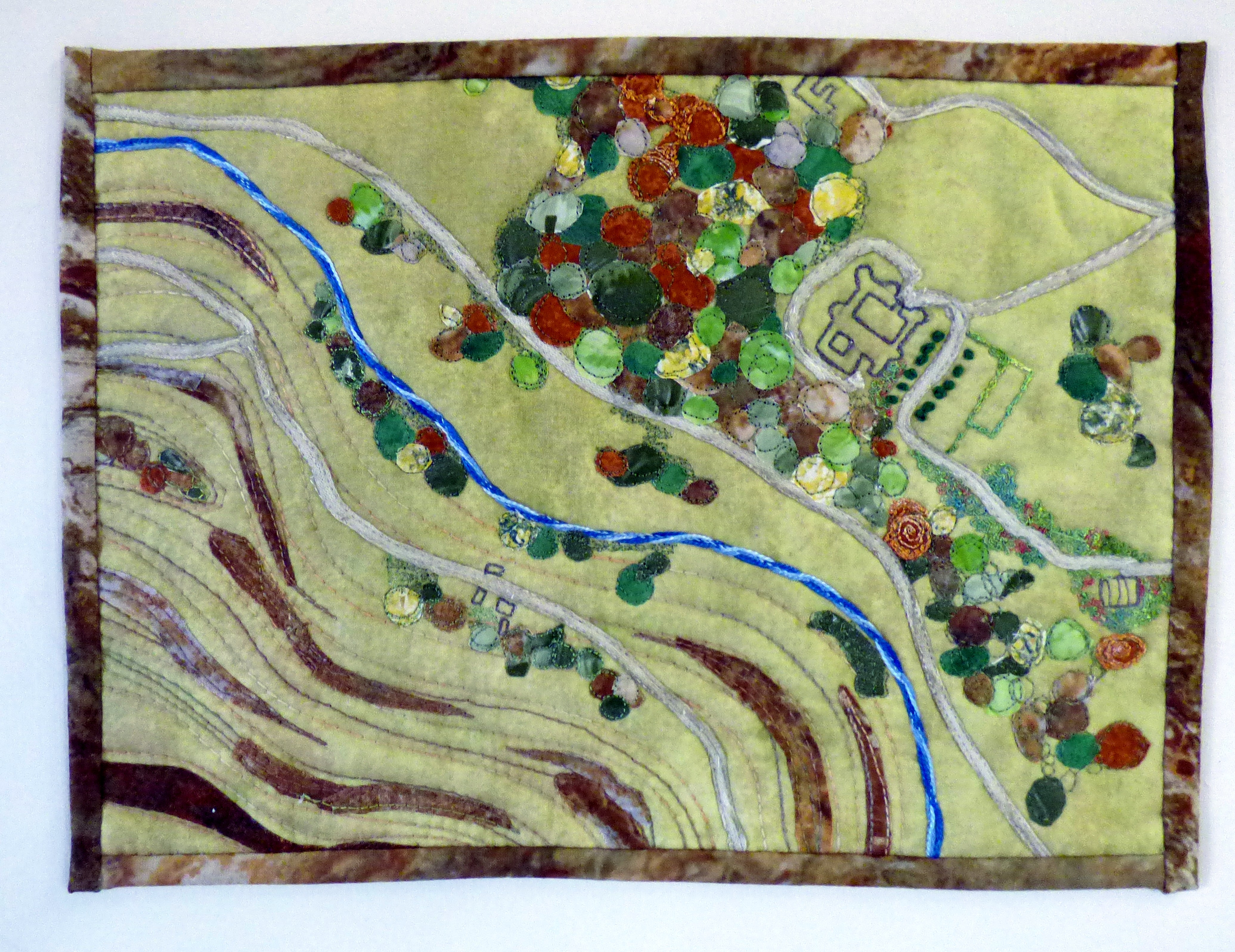 embroidery by Mary Bryning at "Maps in Stitch" Talk by Mary Bryning, October 2023