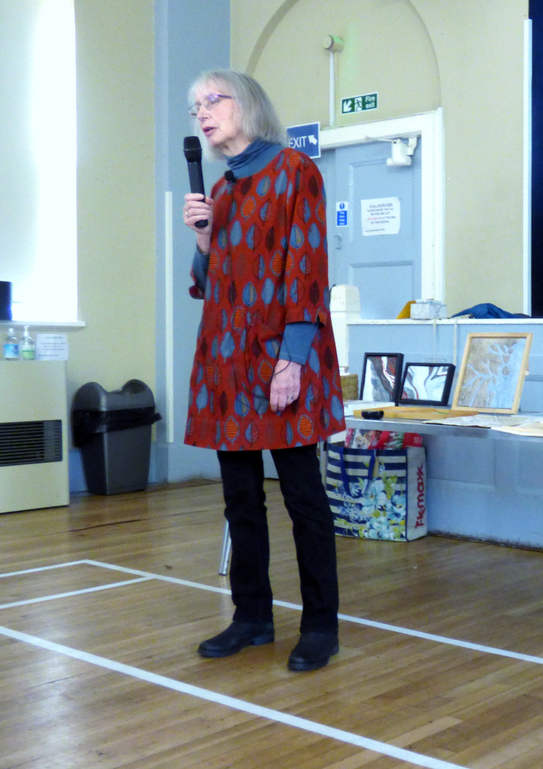 Mary Bryning at "Maps in Stitch" Talk by Mary Bryning at Merseyside Expressive Stitchers' Group, October 2023