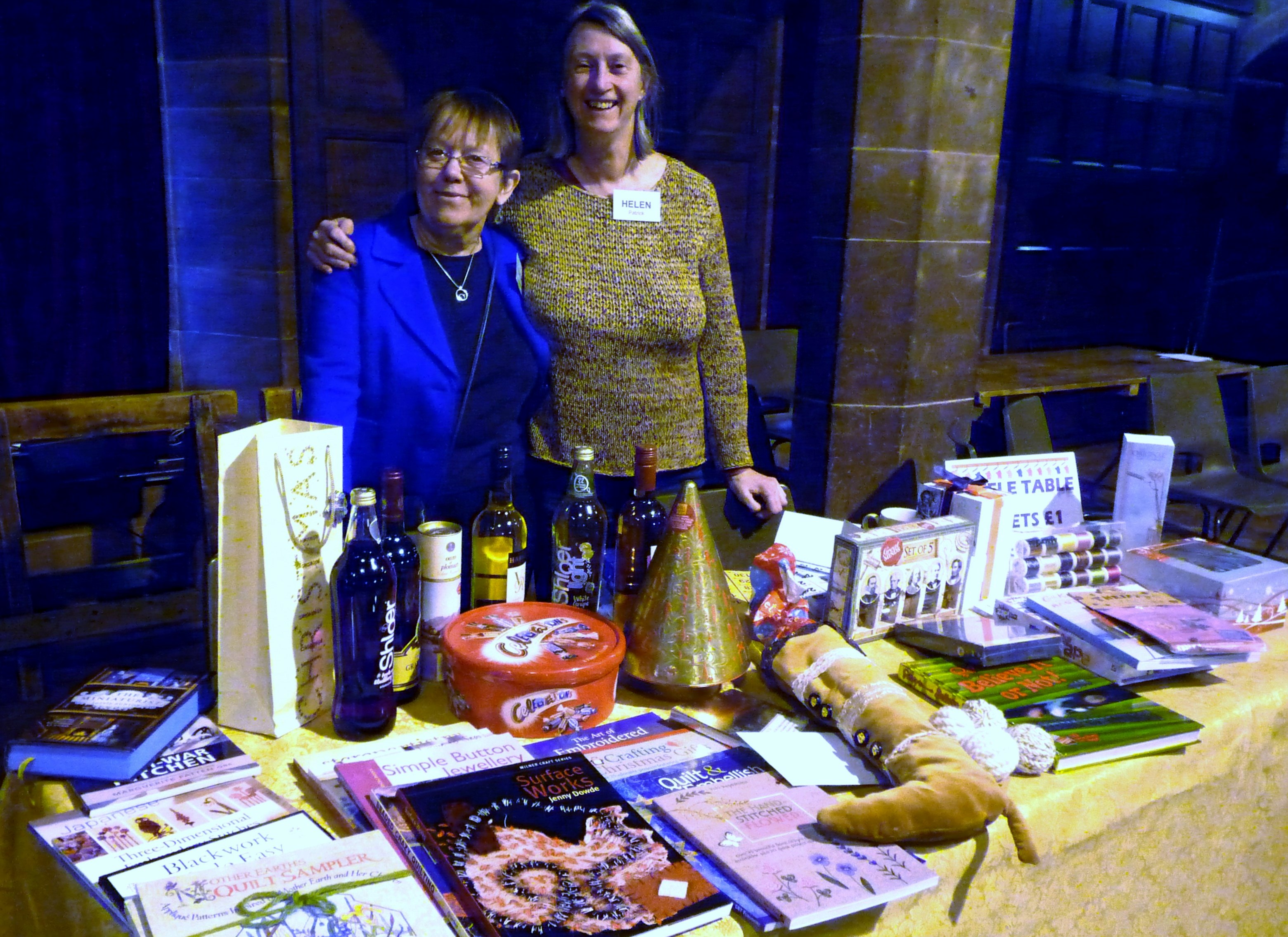 MEG Christmas Party 2015- Marie & Helen and the Raffle Table