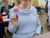 NW Regional Chair Sue Chisnall was pleased to make a button Christmas decoration at MEG Christmas Party 2019