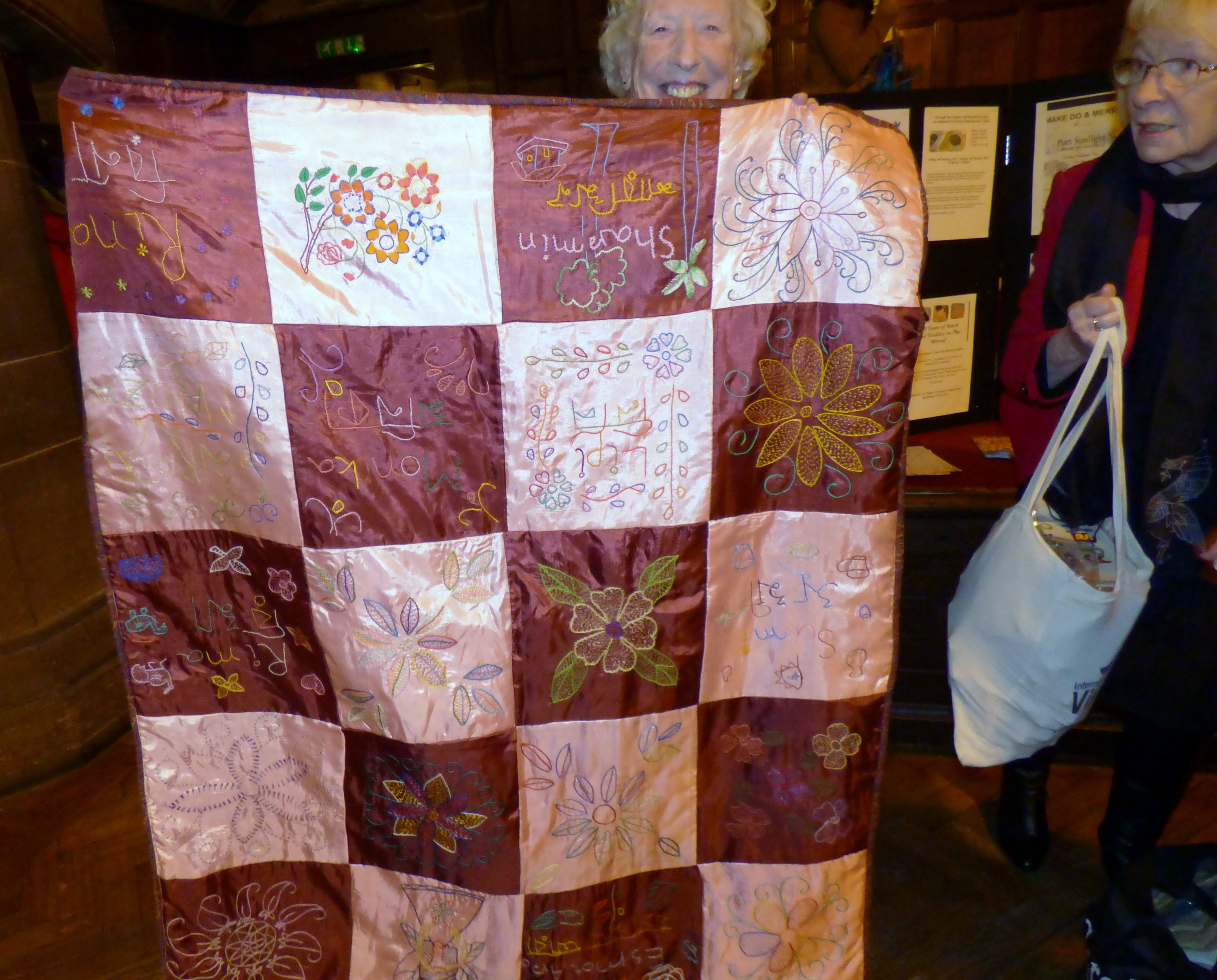 Ruby Porter MBE with her latest Sreepur quilt at MEG Winter Fair 2016