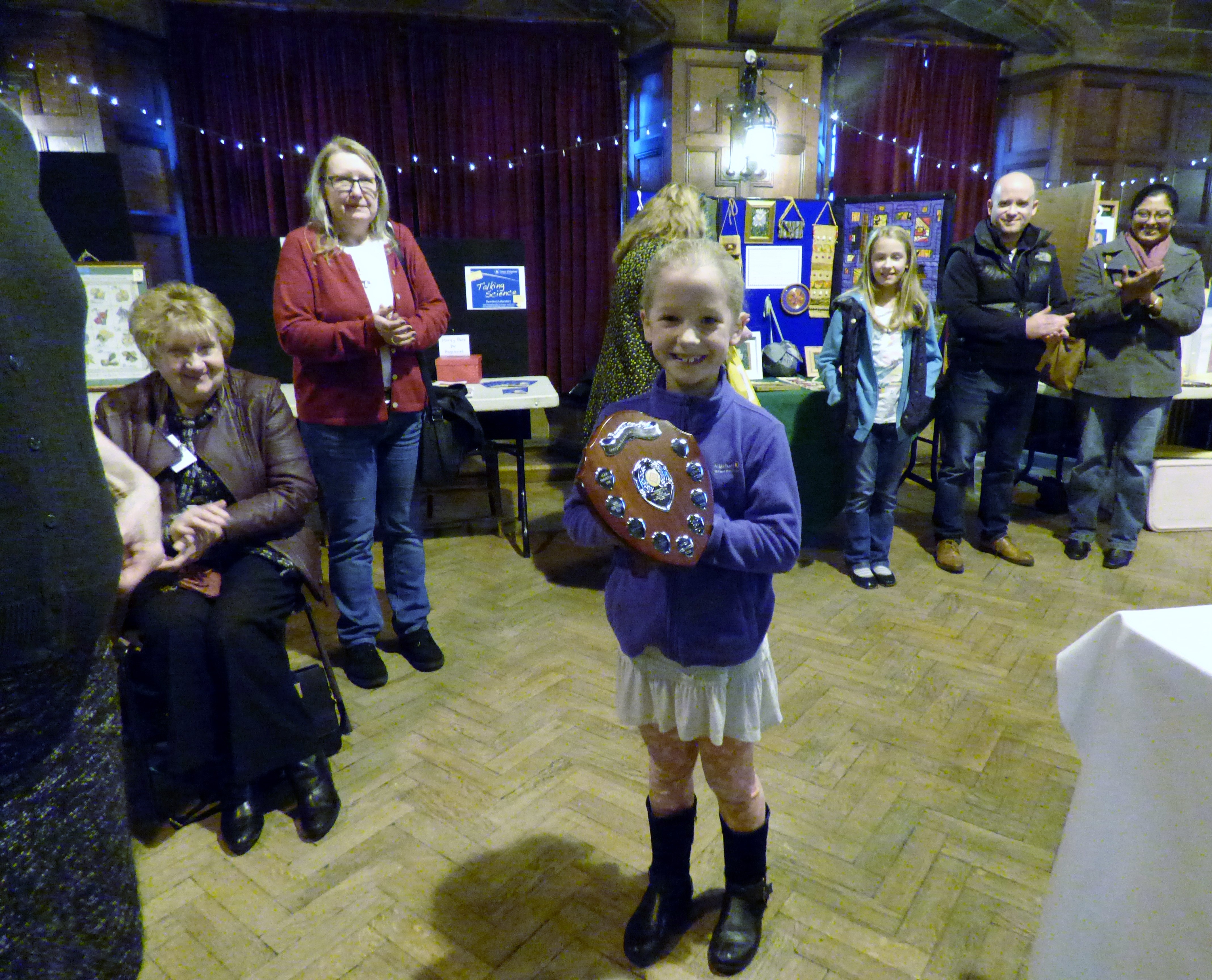 Zoe Lewis won the Sreepur Shield and Cup as Merseyside Young Embroiderer of the year 2016. She was not able to attend so her sisiter Esther accepted the Trophy at MEG Winter Fair 2016