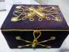 X -DESIGN BOX by Judy Roberts, goldwork on purple fabric