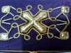 X -DESIGN BOX by Judy Roberts, goldwork on purple fabric