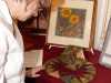 Elspeth admires an embroidery at NW Regional Day 2008 in Liverpool Town Hall