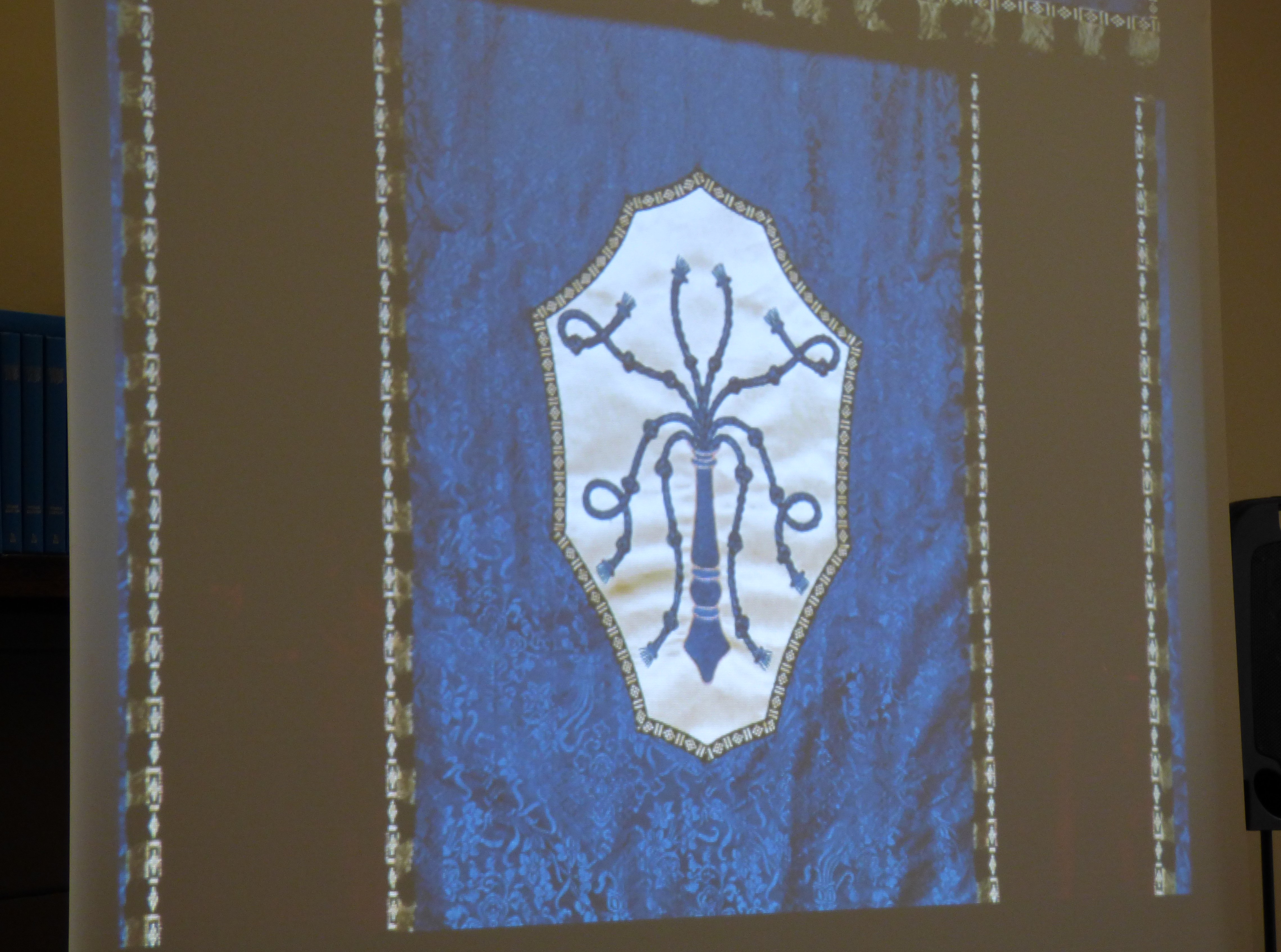 (detail) slide showing Blue Frontal, Liverpool Cathedral embroideries Talk by Vicky Williams 2019