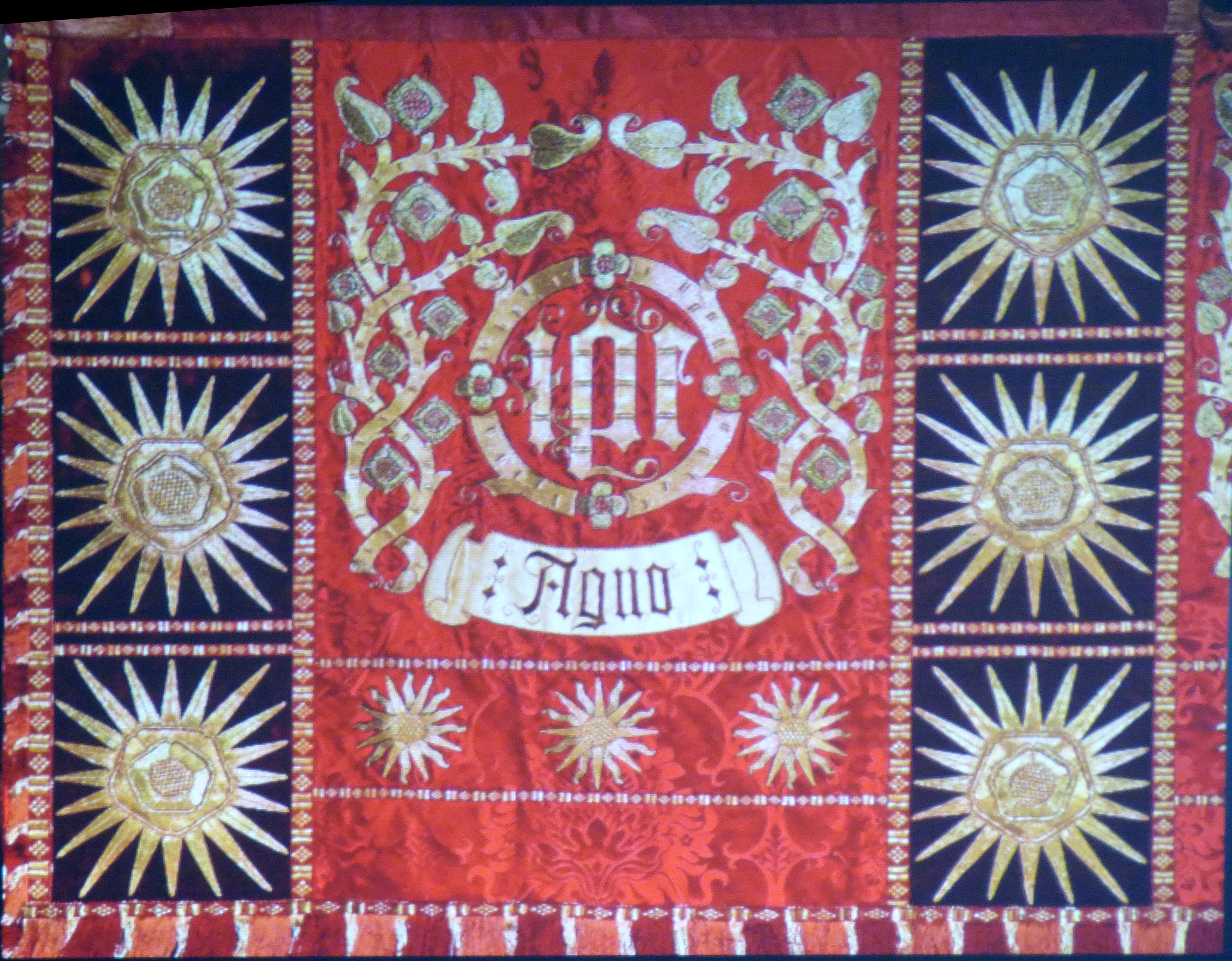 (detail) (detail) slide showing Red Frontal, Liverpool Cathedral embroideries Talk by Vicky Williams 2019