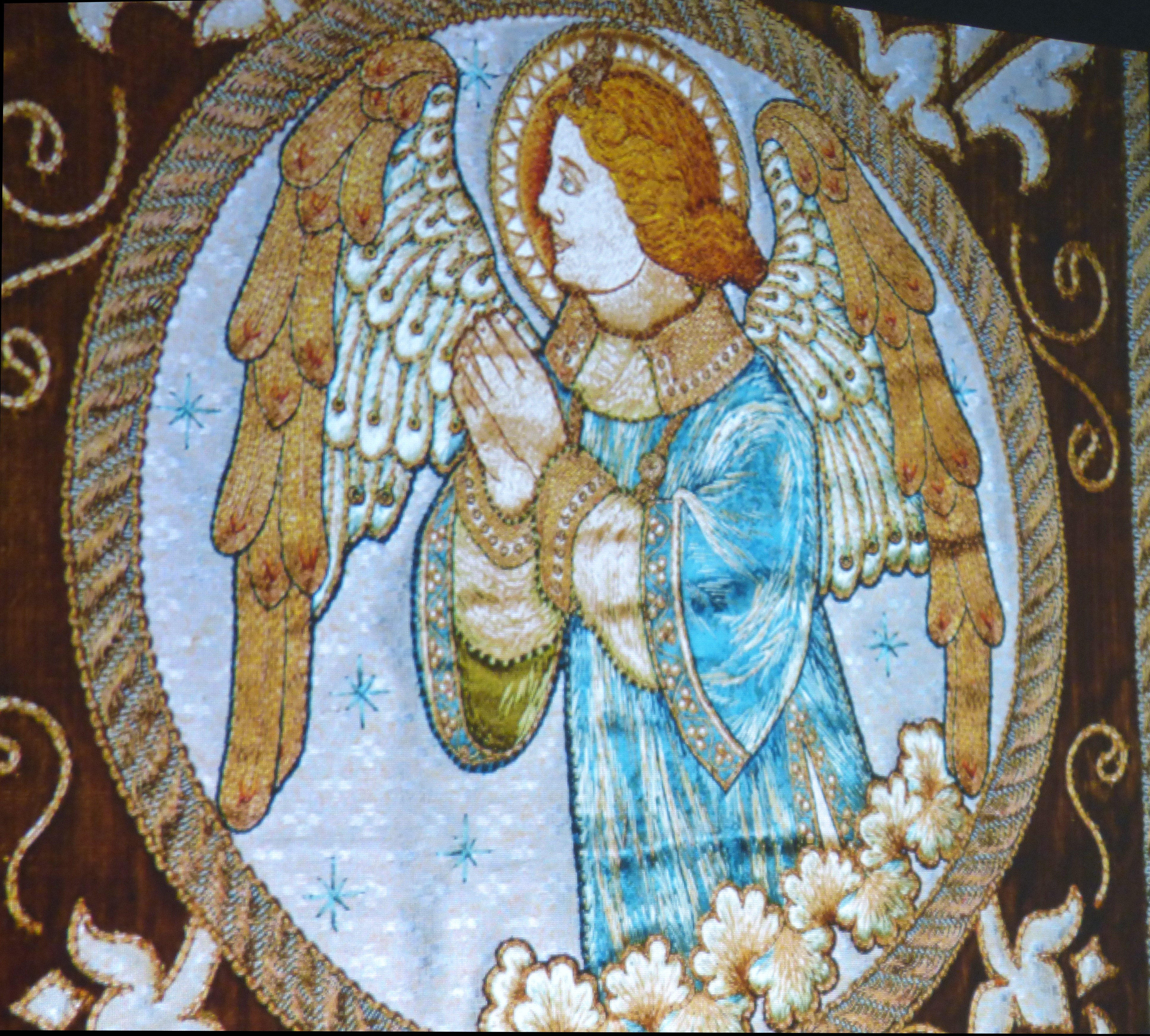 (detail) slide showing High Altar Festal Frontal, Liverpool Cathedral embroideries Talk by Vicky Williams 2019