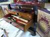 interior of another of June's antique sewing boxes