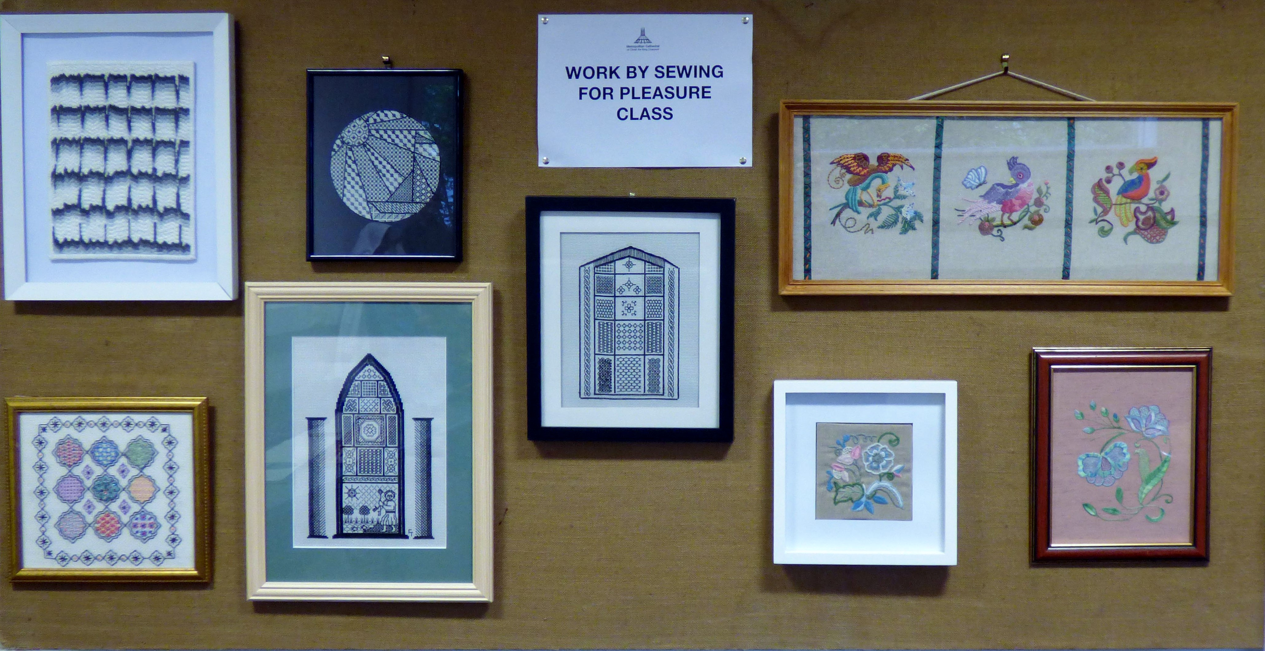 work by Embroidery For Pleasure group at Embroidery Studio open day, Liverpool Metropolitan Cathedral 2017