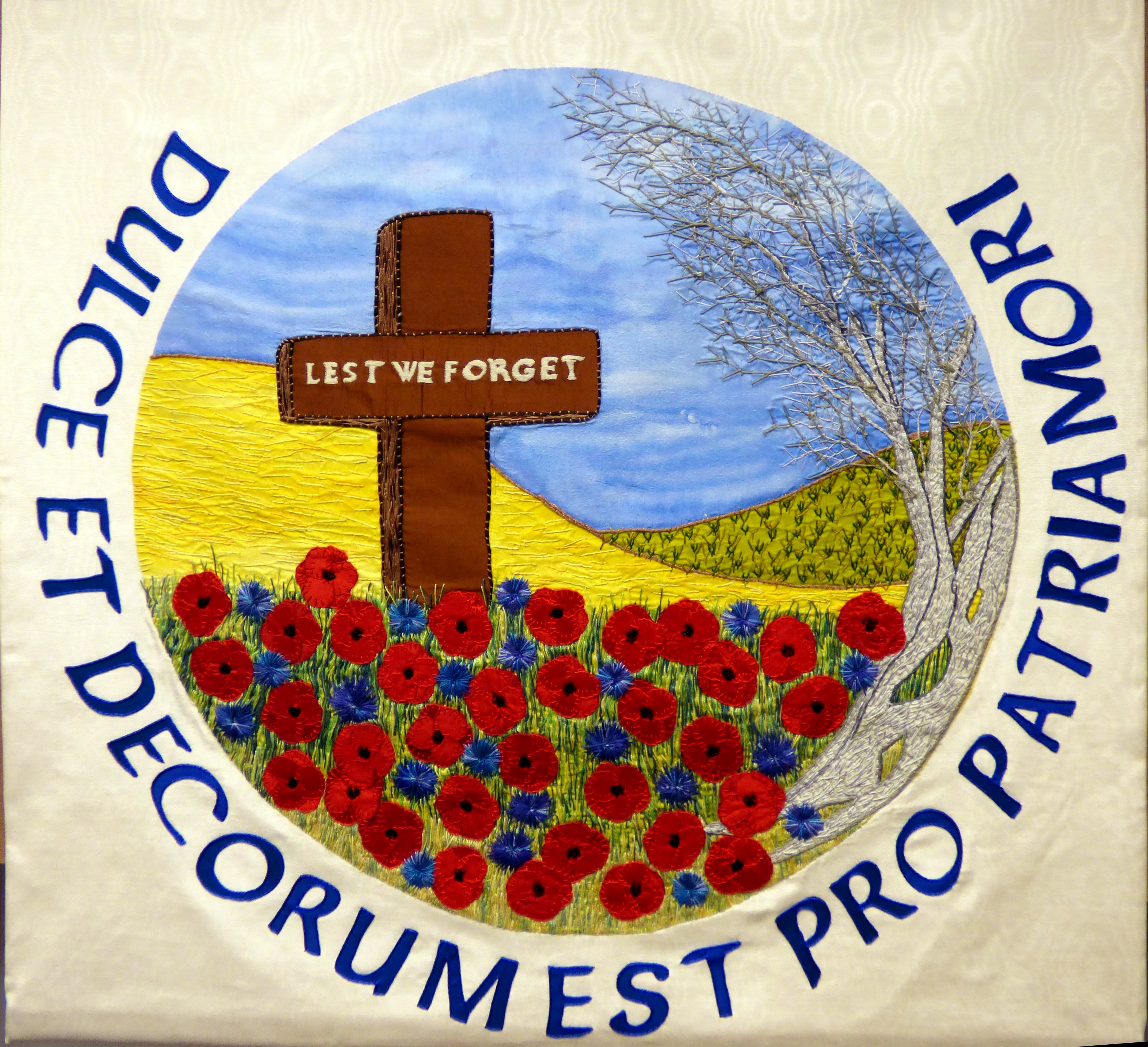 ALTAR FRONTAL TO MARK CENTENARY OF WORLD WAR 1 at Embroidery Studio open day, Liverpool Metropolitan Cathedral 2017