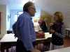 David Peglar, Embroidery Studio director with visitors to studio open day, L:iverpool Metropolitan Cathedral 2017