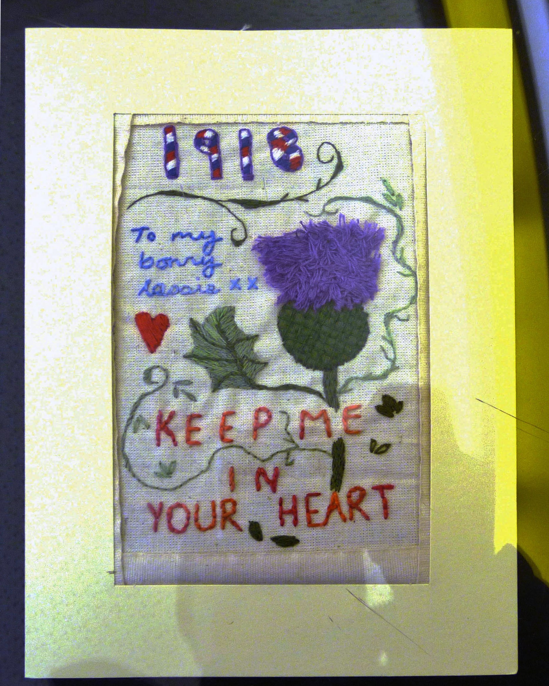 Embroidered postcard by Mal Ralston