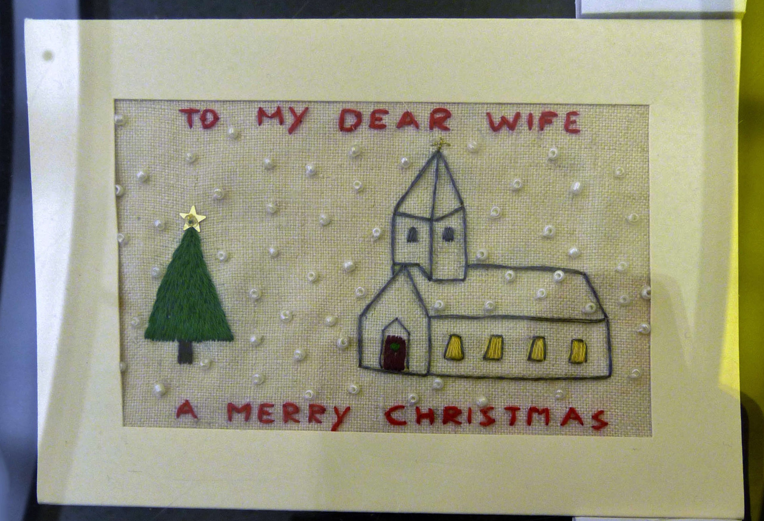 Embroidered postcard by Gill Keegan